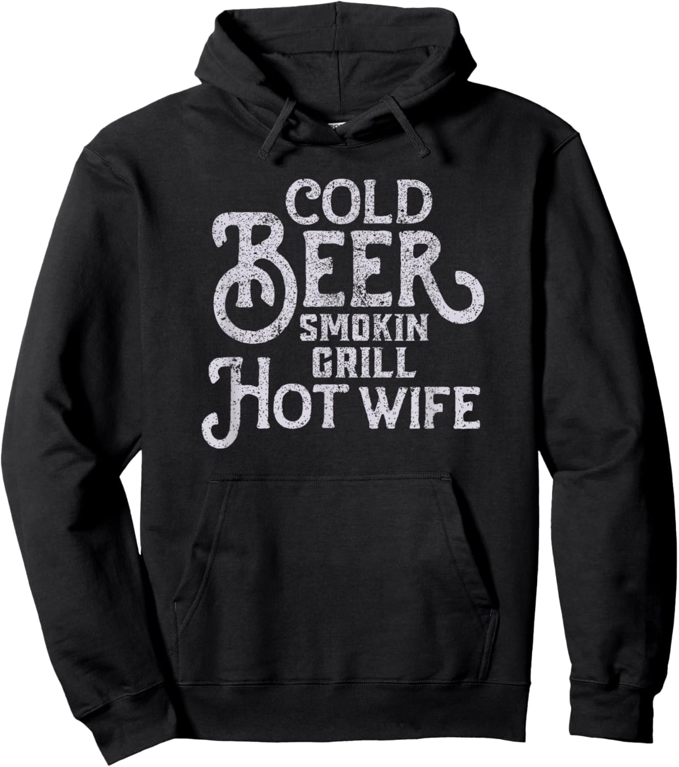 Cold Beer Smoking Grill Hot Wife Hoodie - Hoodie | Black