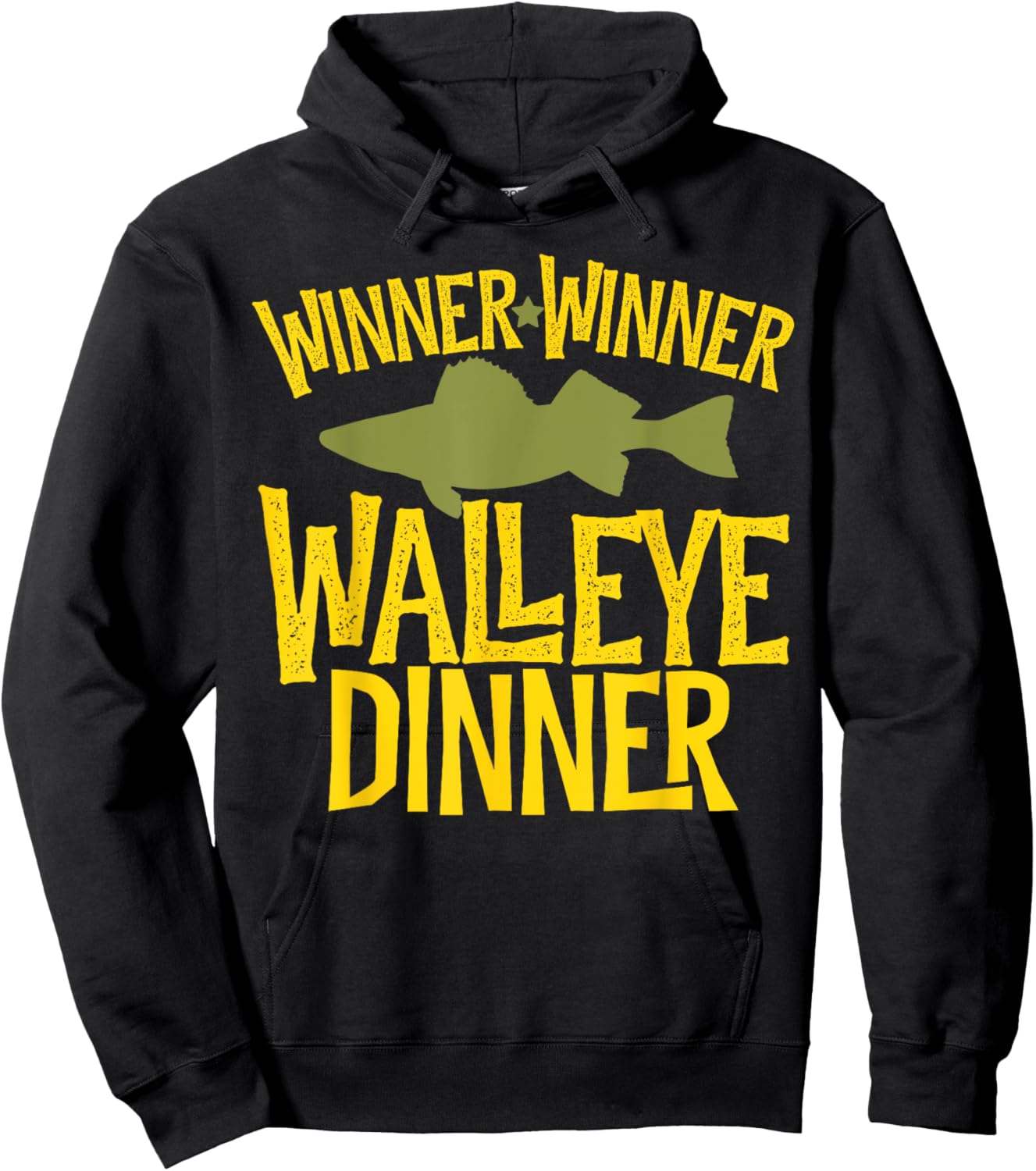 Winner Winner Walleye Dinner Funny Fish Fishermen Fishing Hoodie - Hoodie | Black
