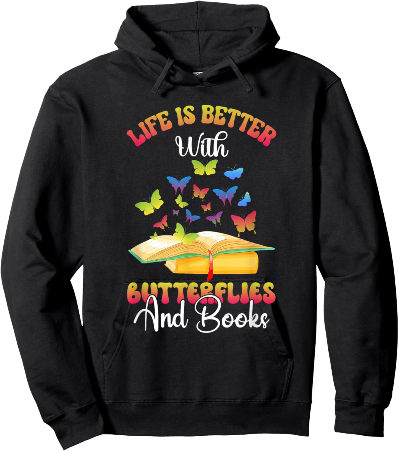 Butterflies And Books Butterfly Reading Quote Hoodie - Hoodie | Black