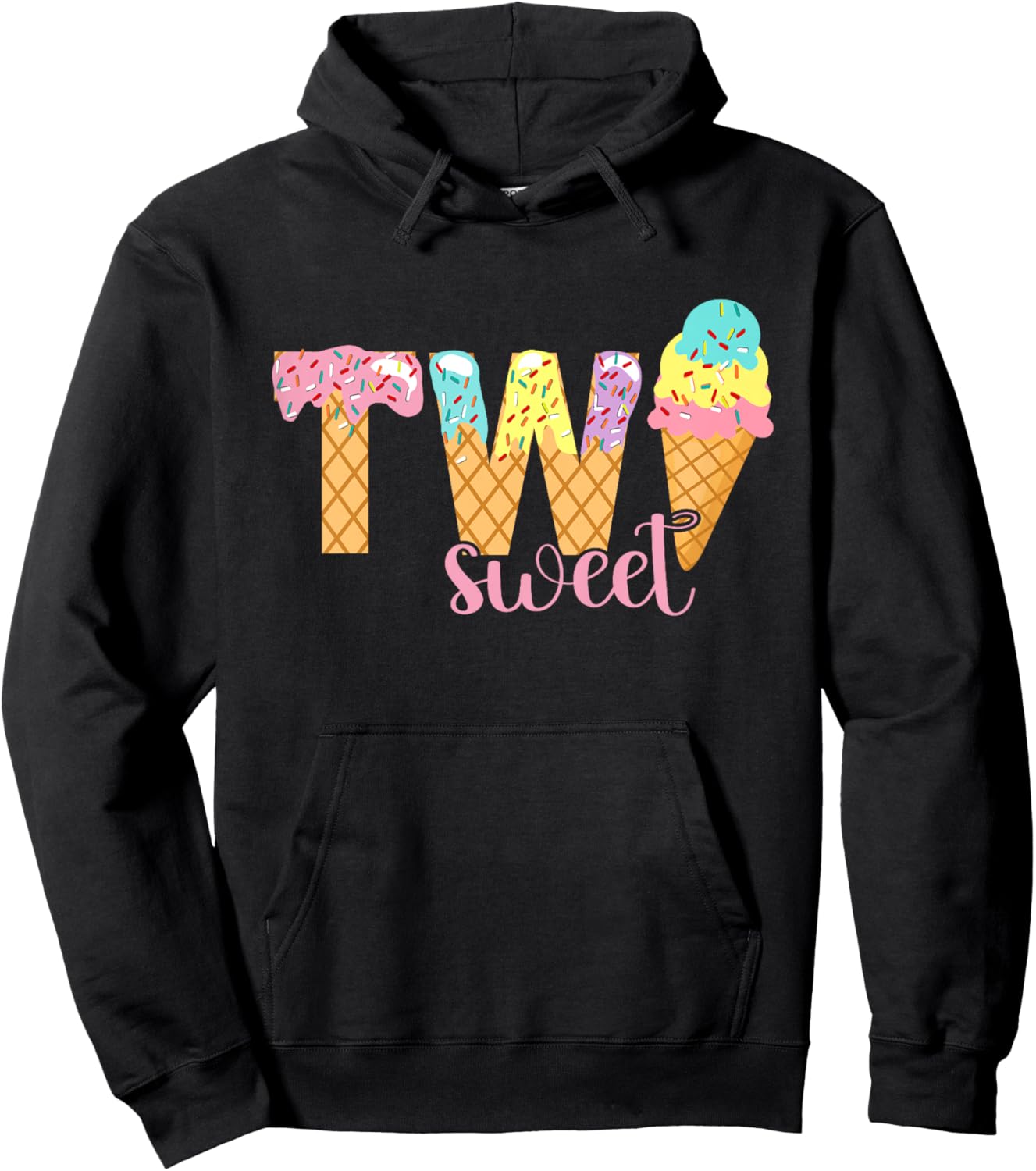 Two Sweet Birthday Shirt Girl 2 Ice Cream 2nd Birthday Hoodie - Hoodie | Black