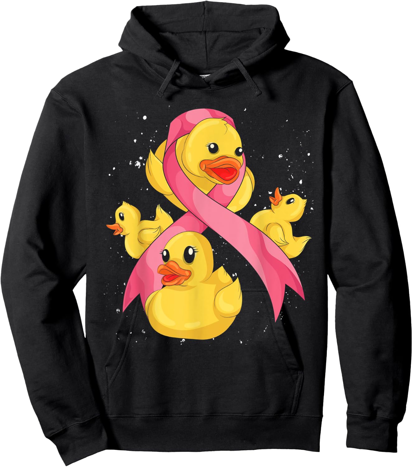 Cute Rubber Duck Duckie Pink Ribbon Breast Cancer Awareness Hoodie - Hoodie | Black
