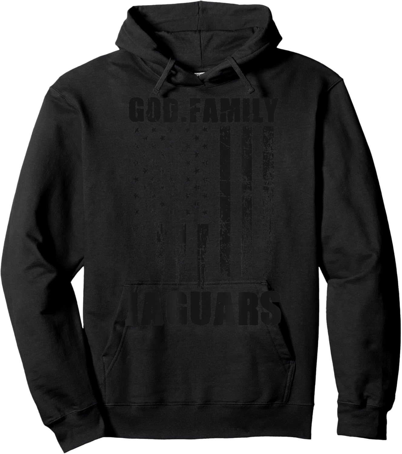 Blue Valley West Jaguars God. Family. Vintage USA Flag Hoodie - Hoodie | Black