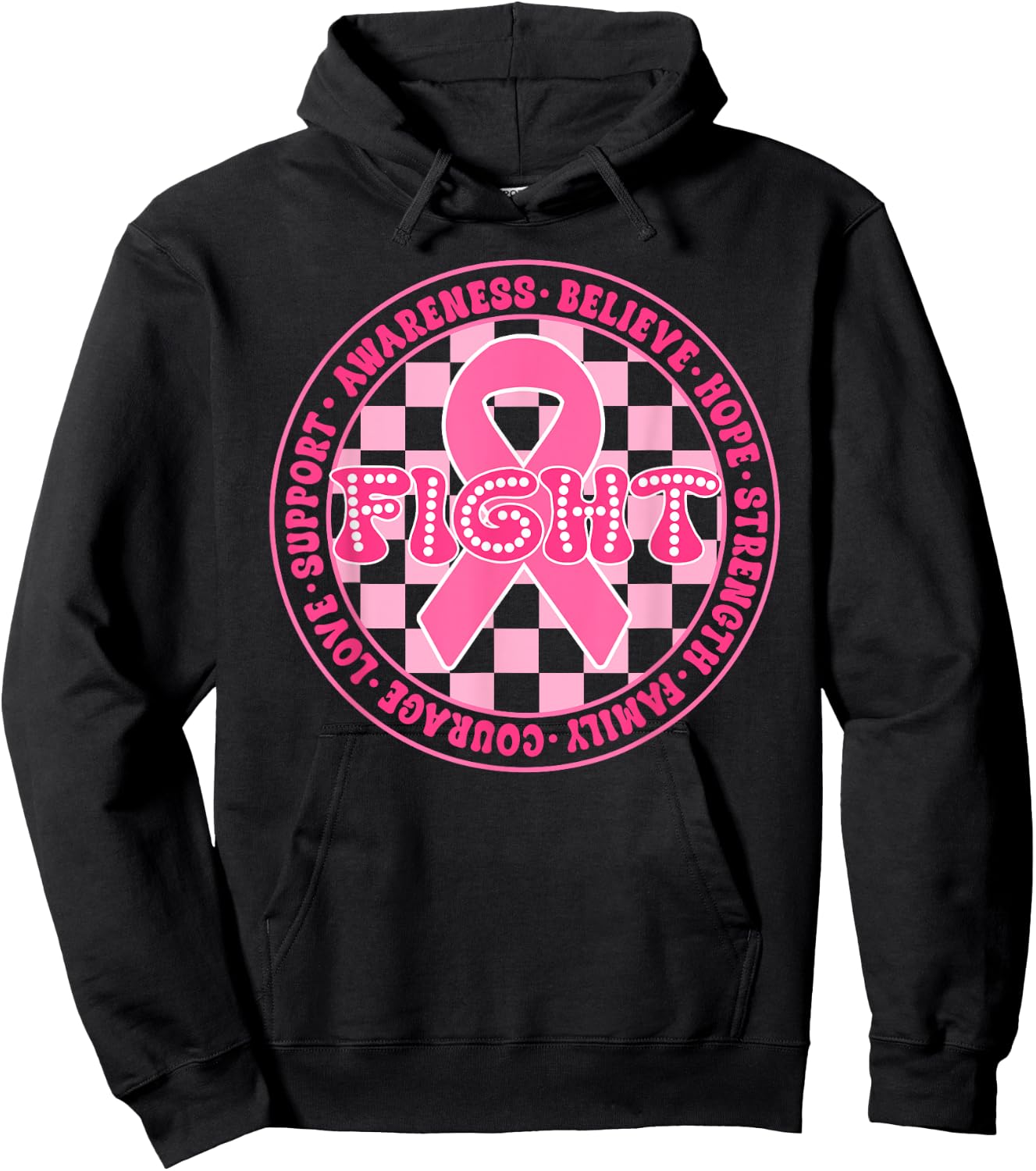 Faith Hope Love Pink Ribbon Breast Cancer Awareness Month Hoodie - Hoodie | Black