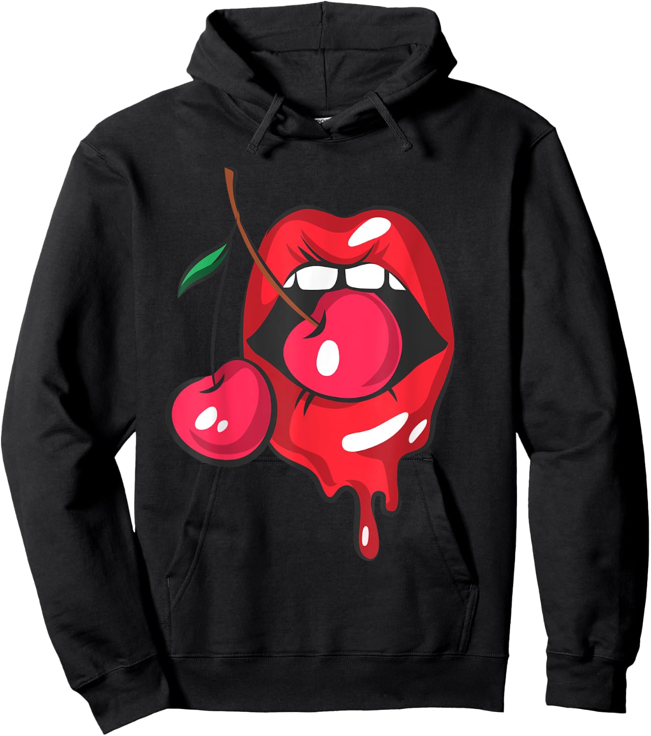 Red lips and cherries sexy trendy vintage retro Gift Hoodie - Hoodie | Black