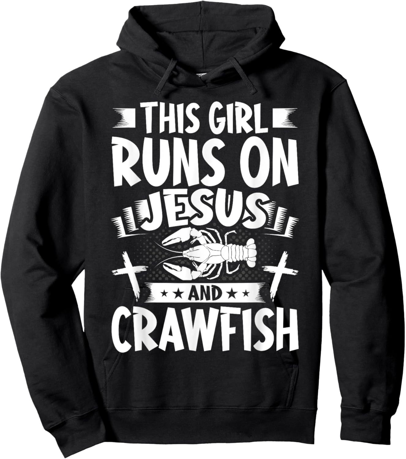 This Girl Runs on Jesus and Crawfish Hoodie - Hoodie | Black