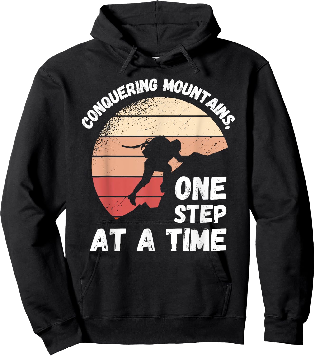 Rock Climbing Retro Conquering mountains, one step at a time Hoodie - Hoodie | Black