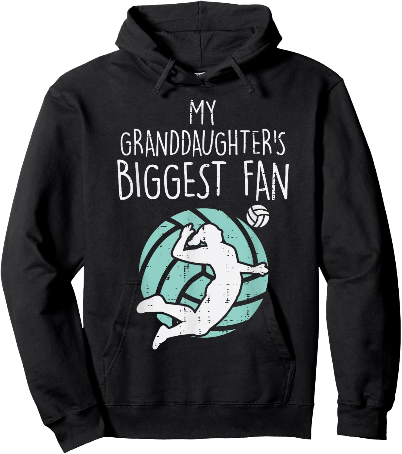 Granddaughters Biggest Fan Volleyball Family Grandma Grandpa Hoodie - Hoodie | Black
