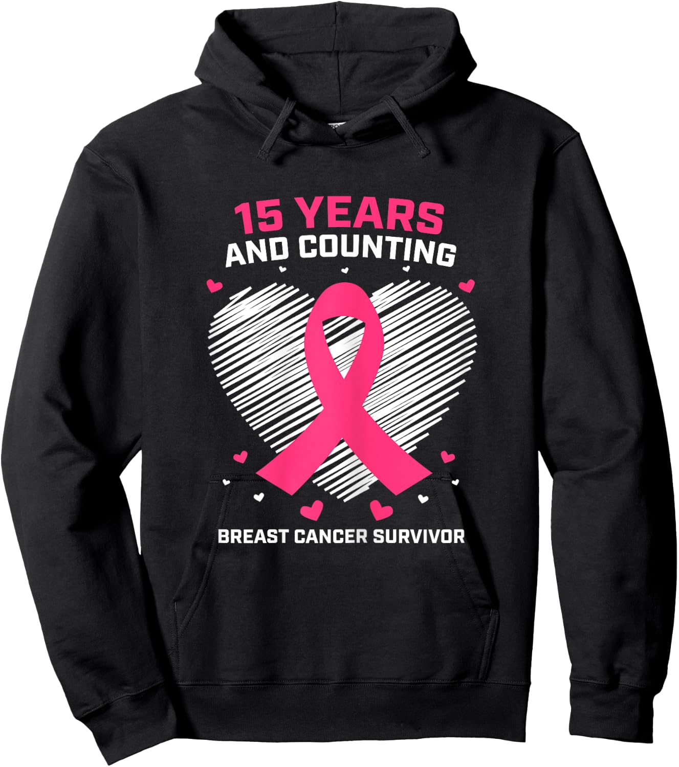 15 Years Cancer Free Gifts 15 Year Breast Cancer Survivor Hoodie - Hoodie | Black