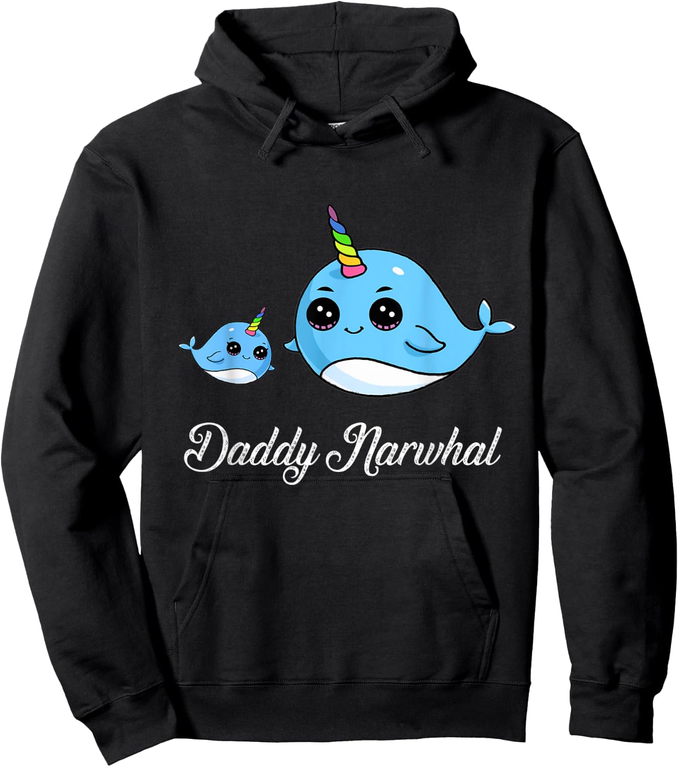 Daddy Narwhal Shirt Cute Narwhal Gift Fathers Hoodie - Hoodie | Black