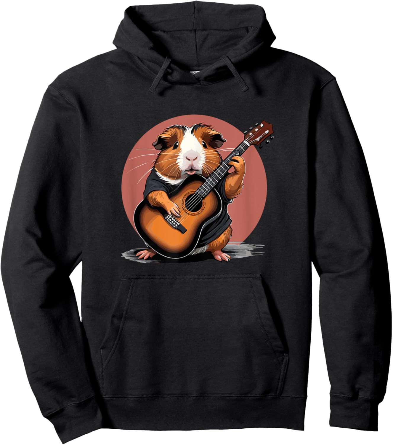 Guinea Pig playing Acoustic Guitar, Guinea Pig Guitarist Hoodie - Hoodie | Black