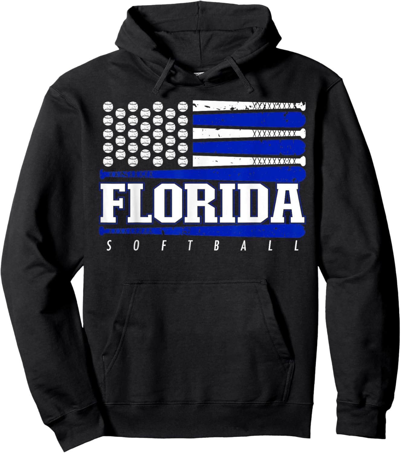 Florida Softball Vintage Kids Team Retro Softball Fan Hoodie - Hoodie | Black