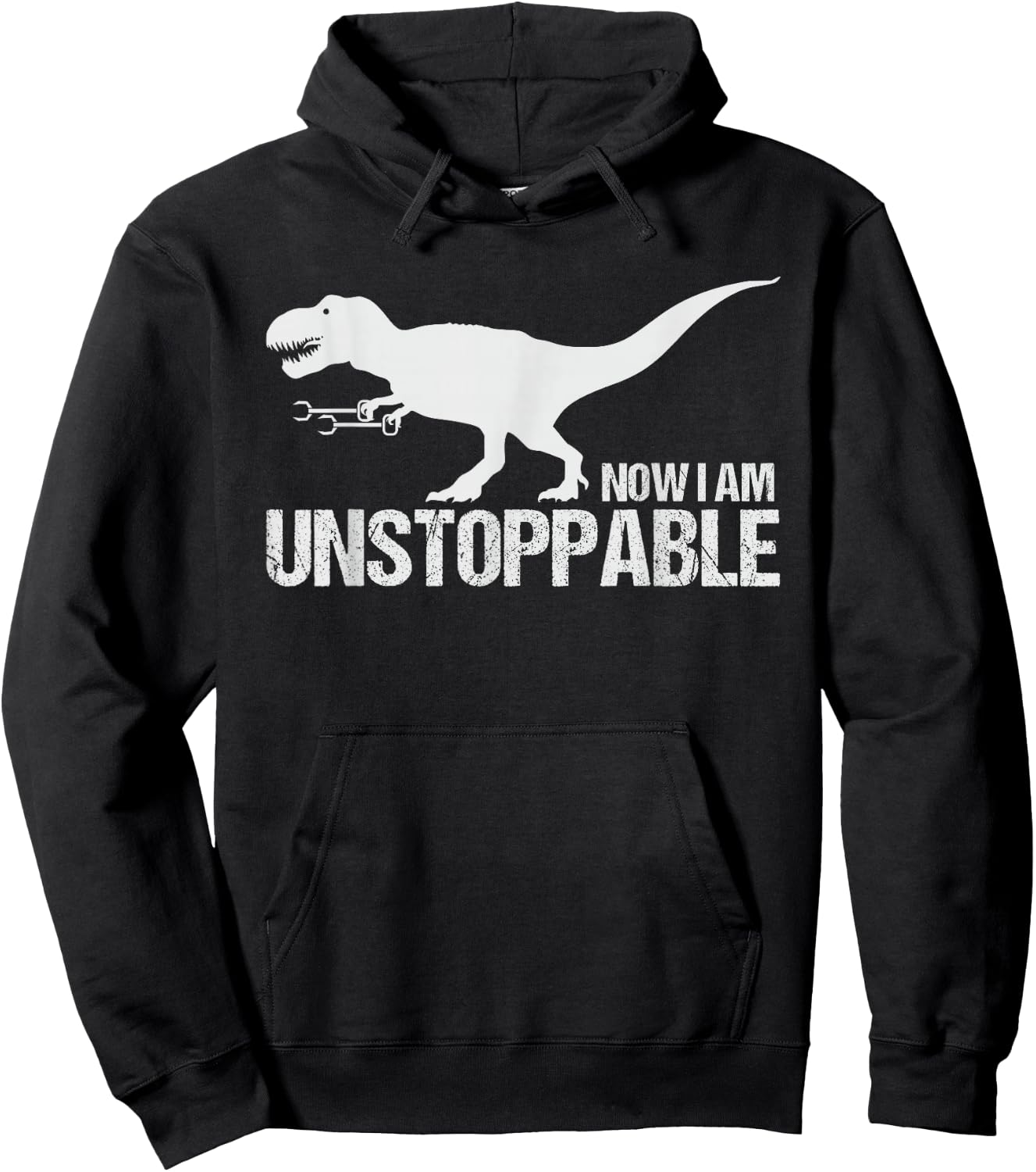 Now I Am Unstoppable Funny T-Rex Claw Grabbers Dinosaur Hoodie - Hoodie | Black