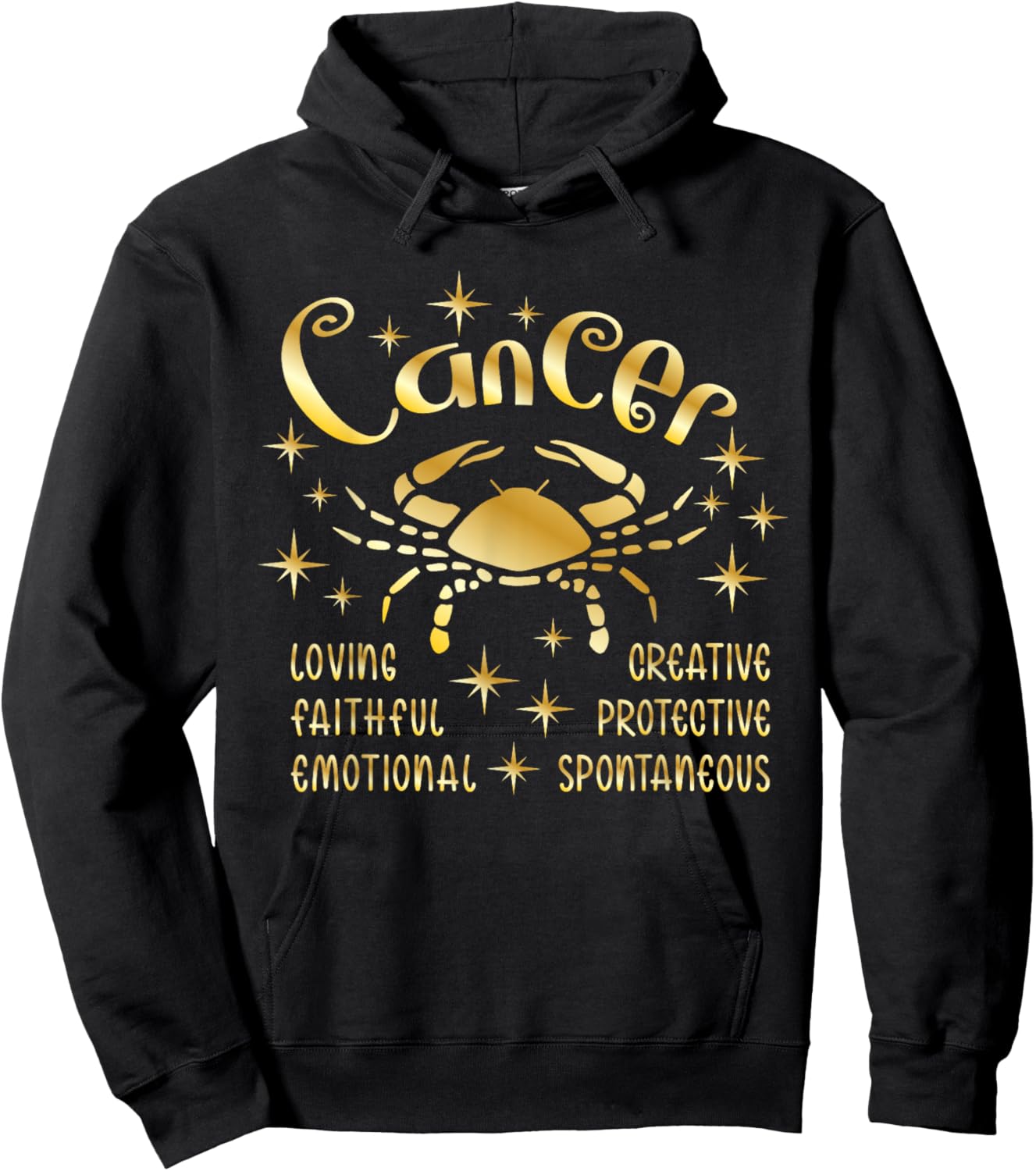 Cancer Zodiac Crab Cancer Season Gold Graphic Hoodie - Hoodie | Black