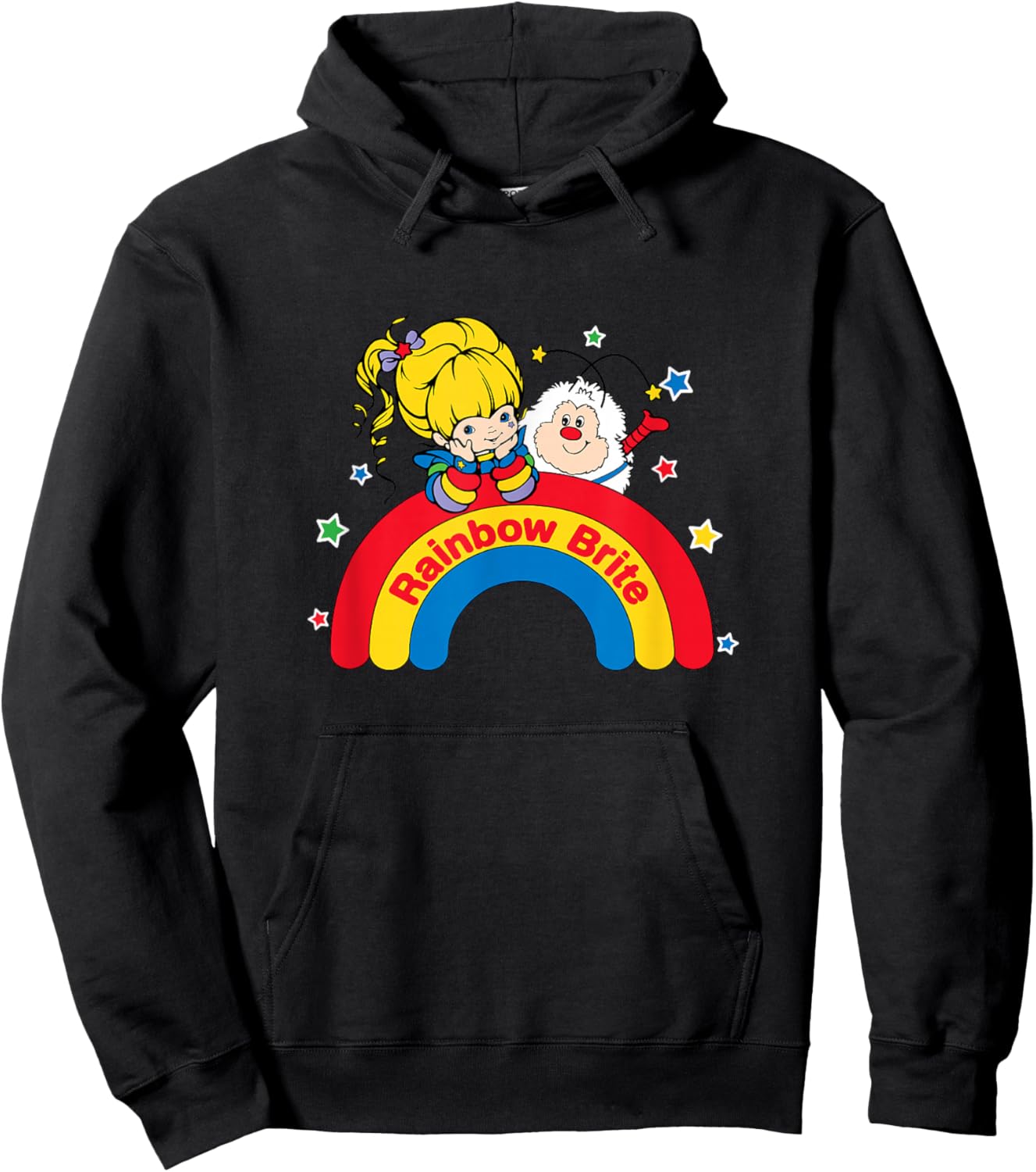 Rainbow Brite & Sprite Vintage Rainbow and Stars Portrait Hoodie - Hoodie | Black