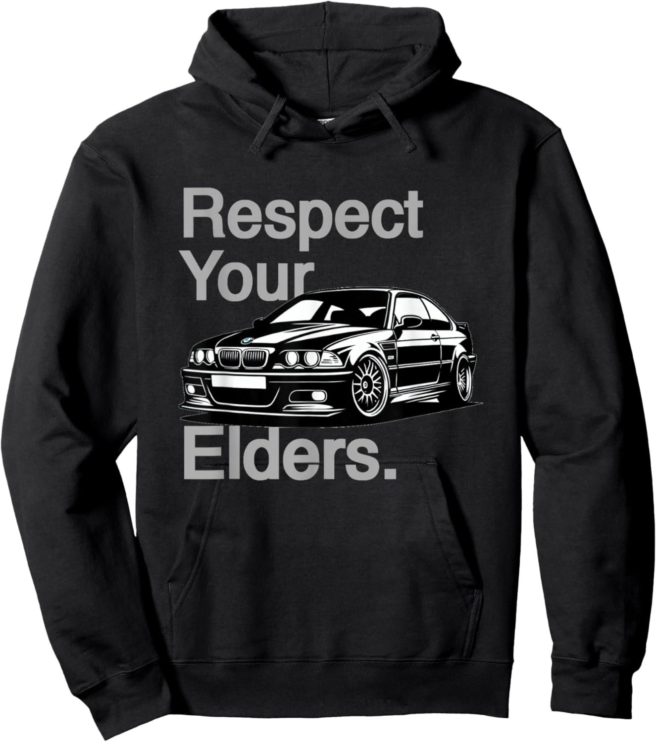 Russ Designs Respect Your Elders Vintage Euro E46 3 Series -Adults , Black, Small Hoodie - Hoodie | Black
