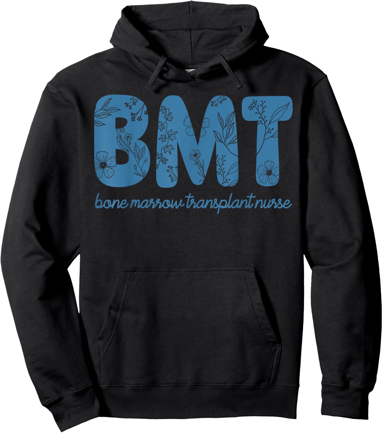 Boho Floral Bone Marrow Transplant Nurse Pediatric BMT RN Hoodie - Hoodie | Black