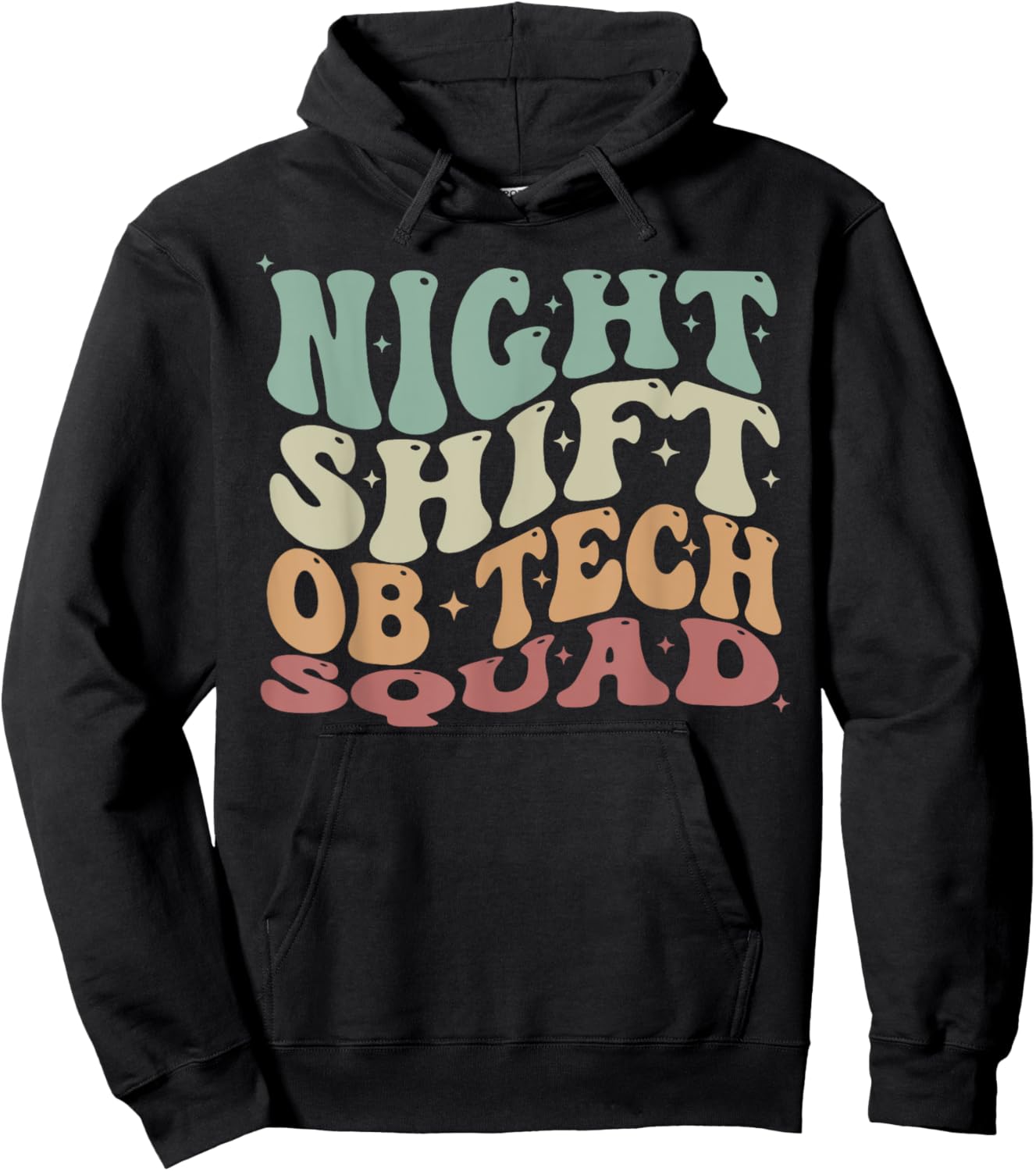 Groovy Night Shift OB Tech Squad Obstetrics Technician Hoodie - Hoodie | Black