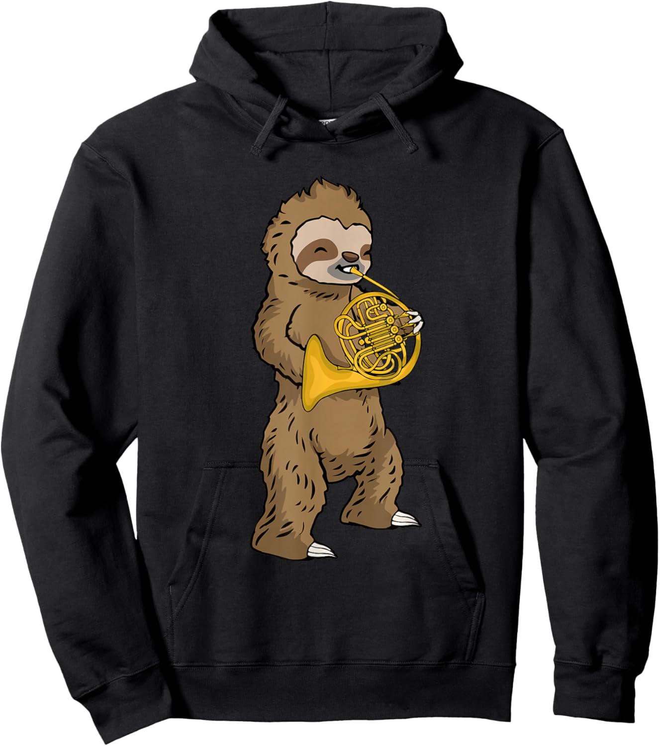 French Horn Player Kids Sloth Big Band Music French Horn Hoodie - Hoodie | Black