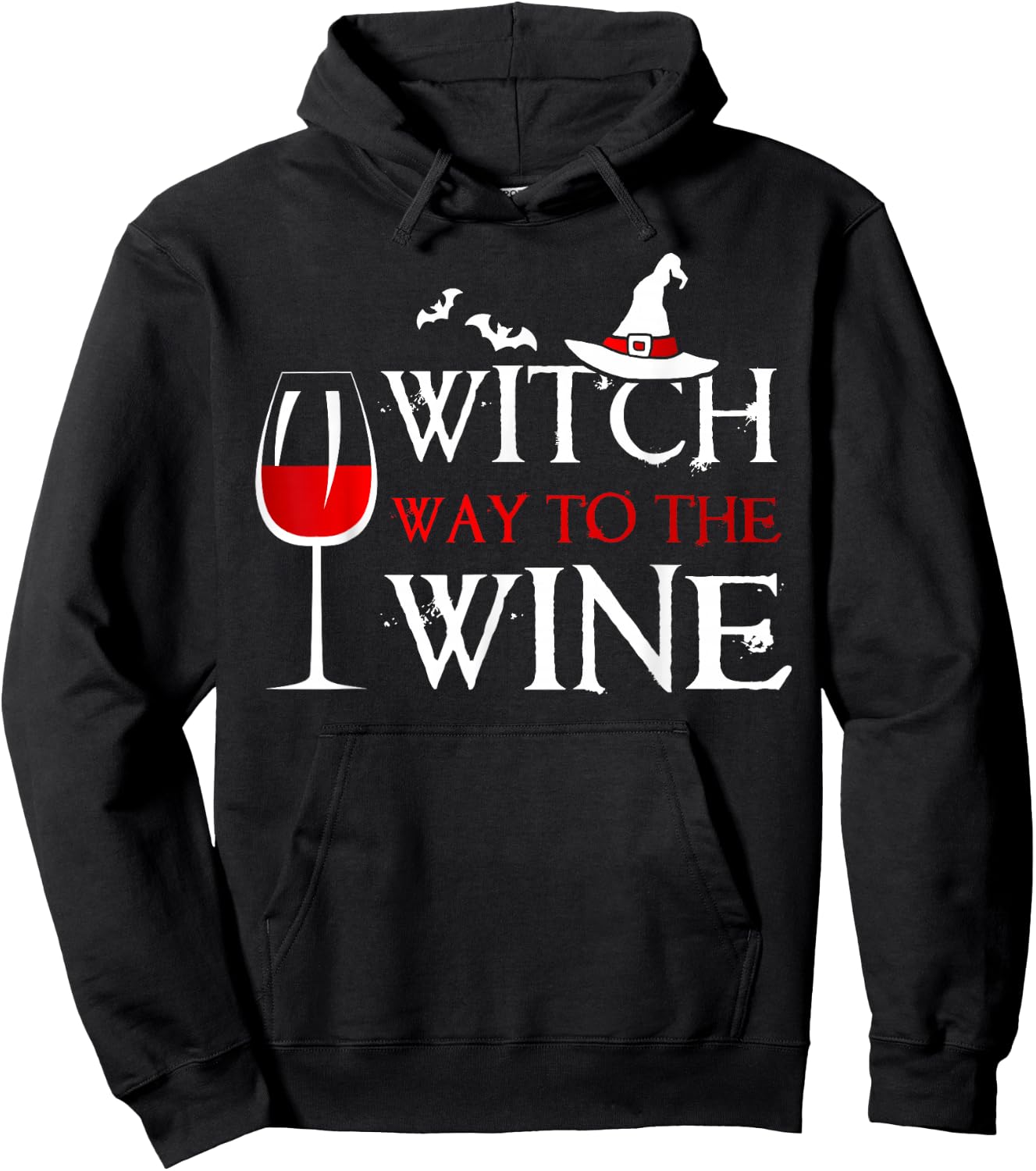 Halloween Drinking Shirt Witch Way To The Wine Hoodie - Hoodie | Black