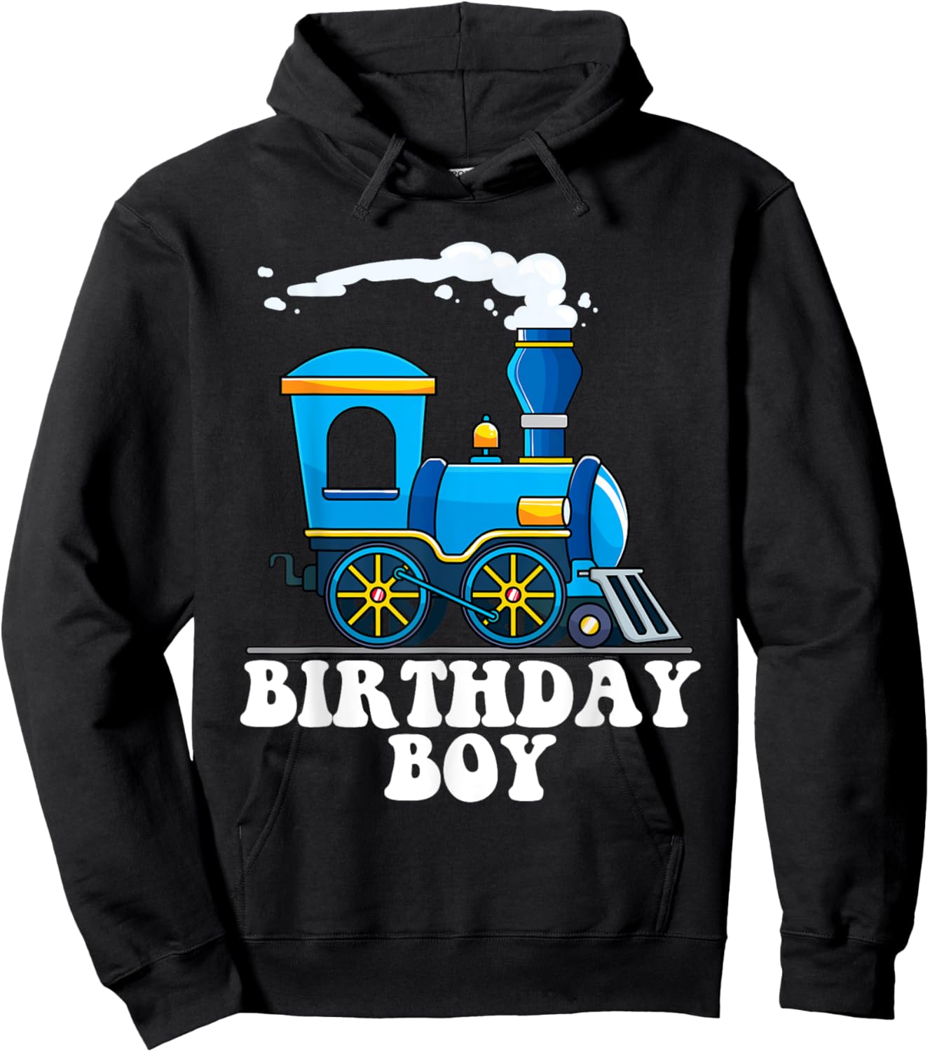 Birthday Boy Choo Choo Blue Train Lovers Party Kids Toddlers Hoodie - Hoodie | Black