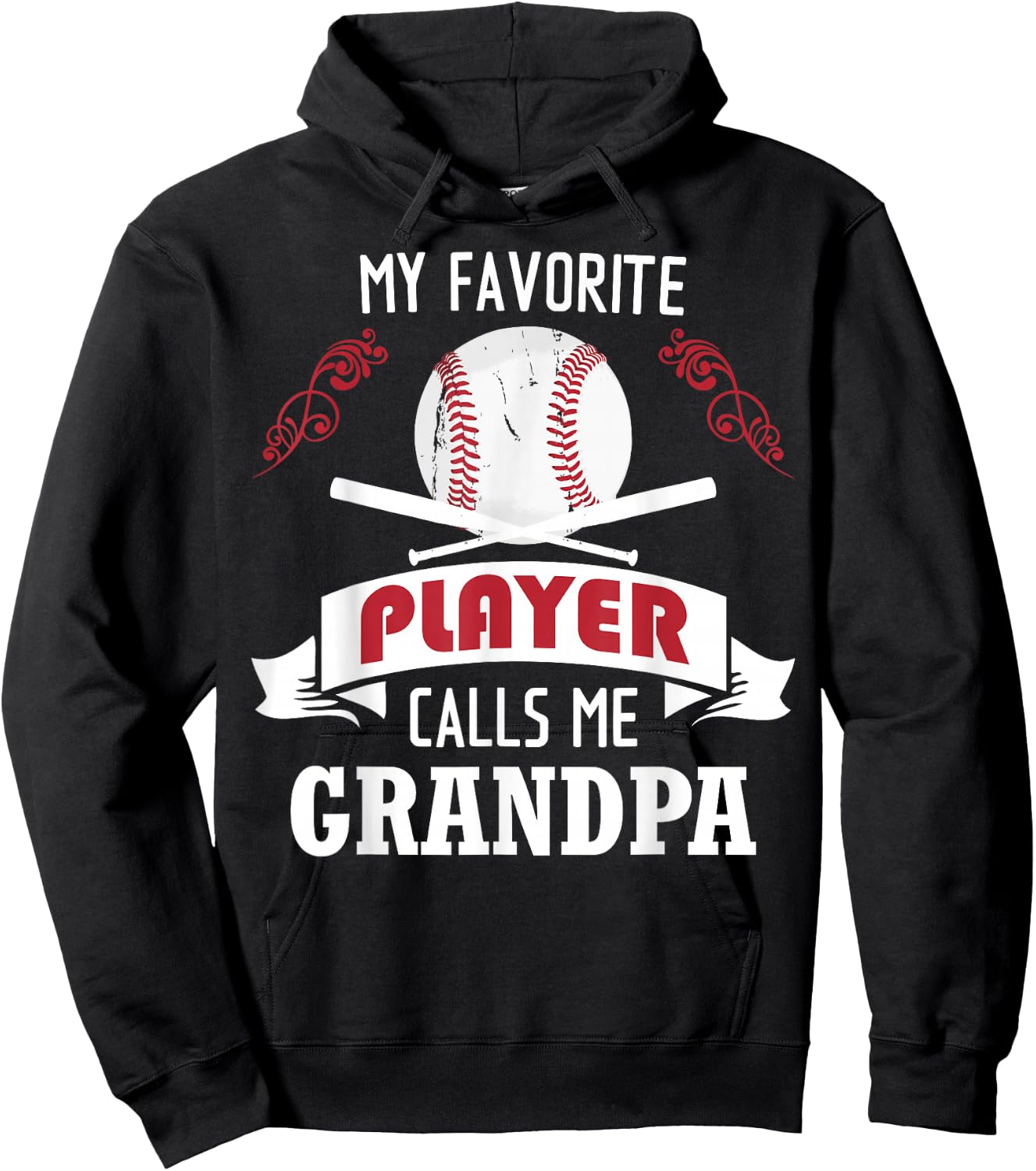 My Favorite Baseball Player Calls Me Grandpa Hoodie - Hoodie | Black
