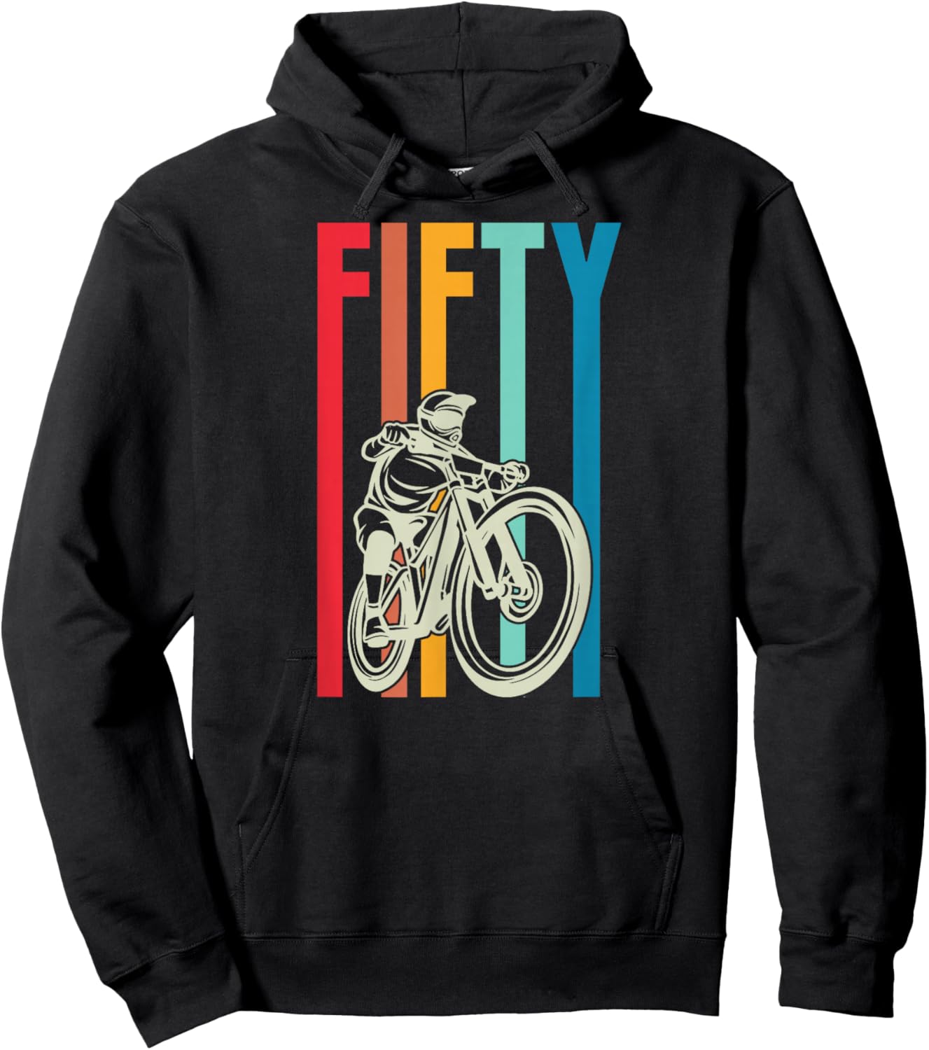 50 Year Old Retro Style MTB Mountain Biking Birthday Party Hoodie - Hoodie | Black