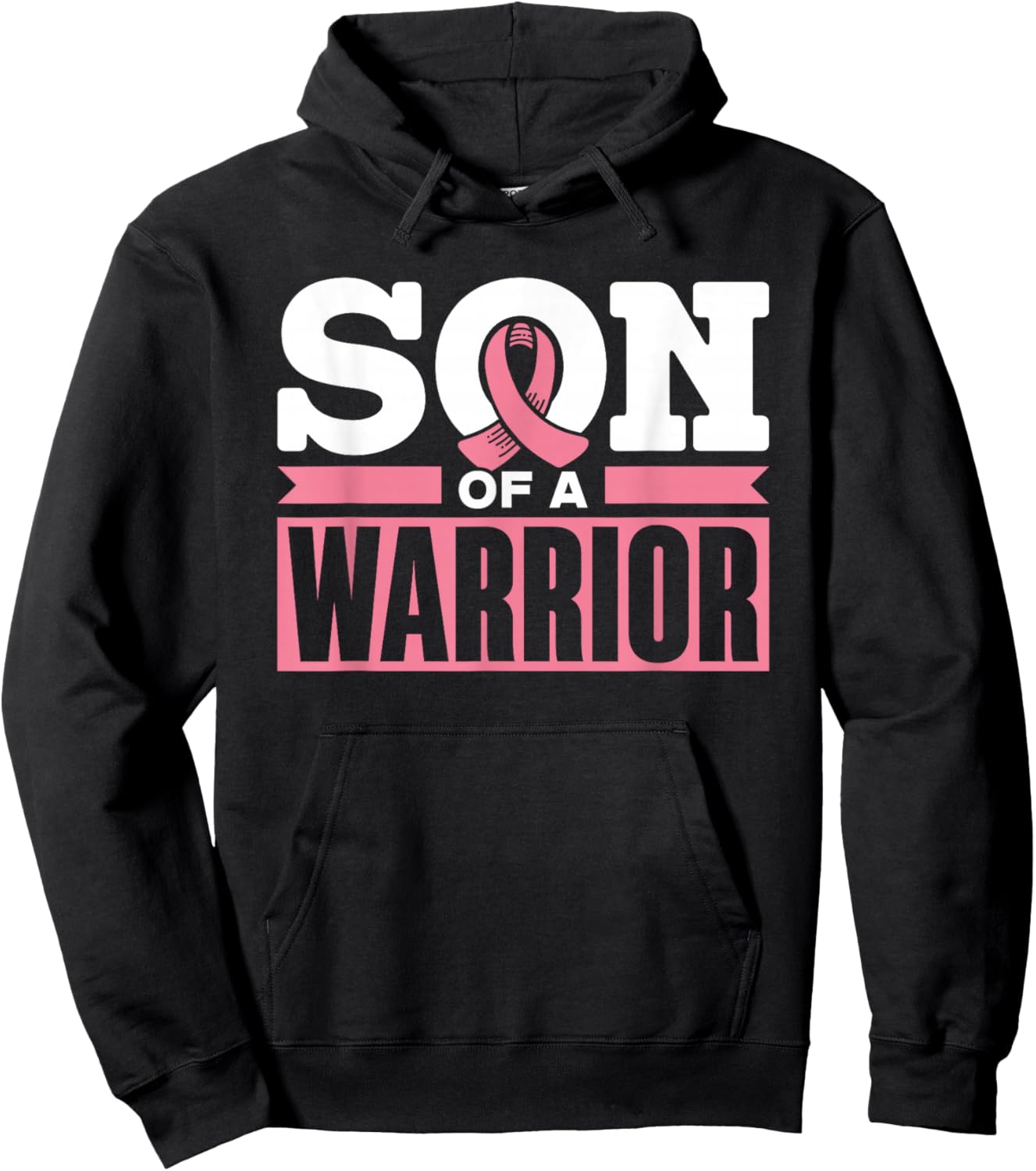 Son of a Warrior Pink Fighter Support Breast Cancer Hoodie - Hoodie | Black