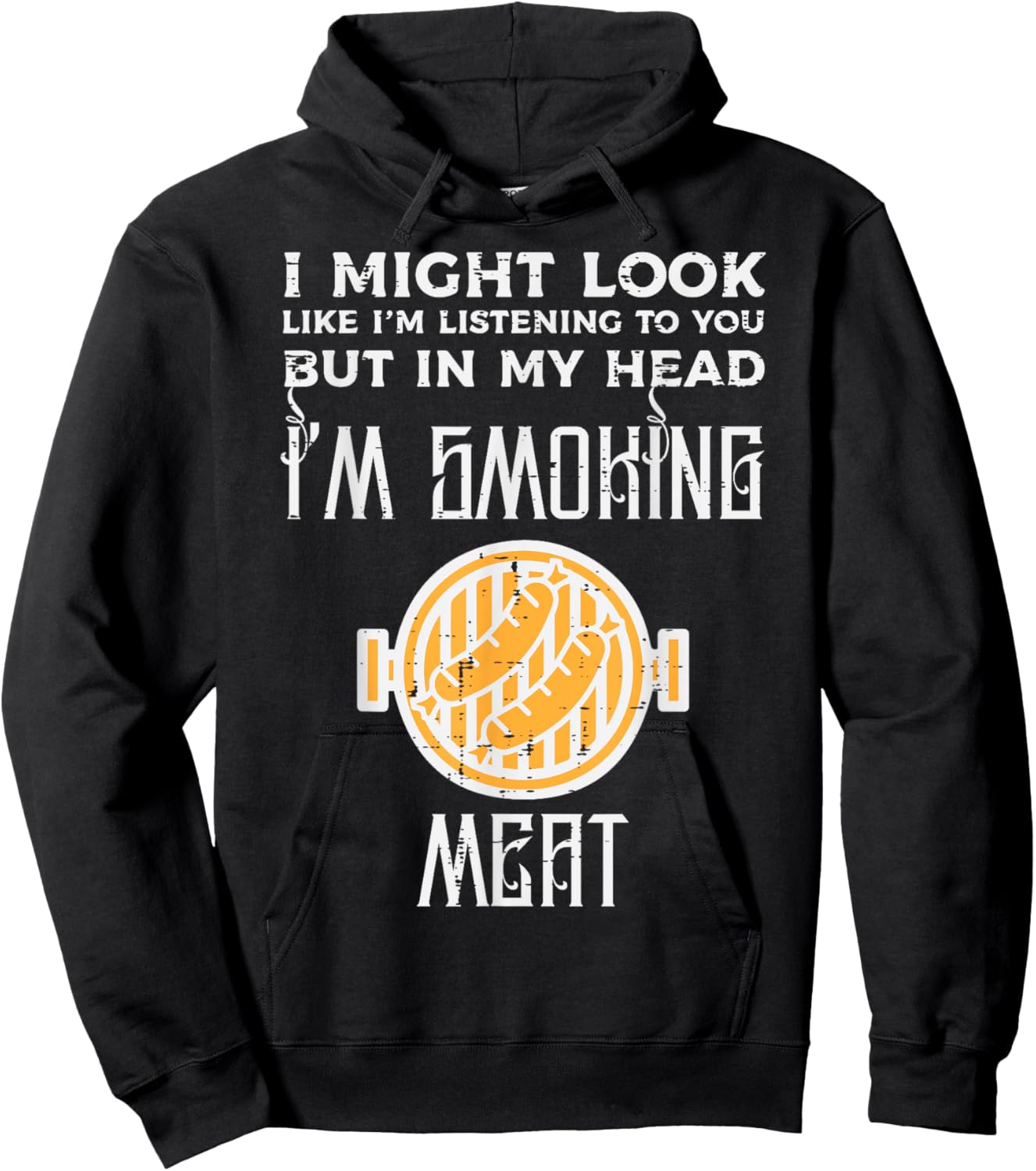 Might Look Listening But Grilling Bbq Barbecue Men Women Hoodie - Hoodie | Black