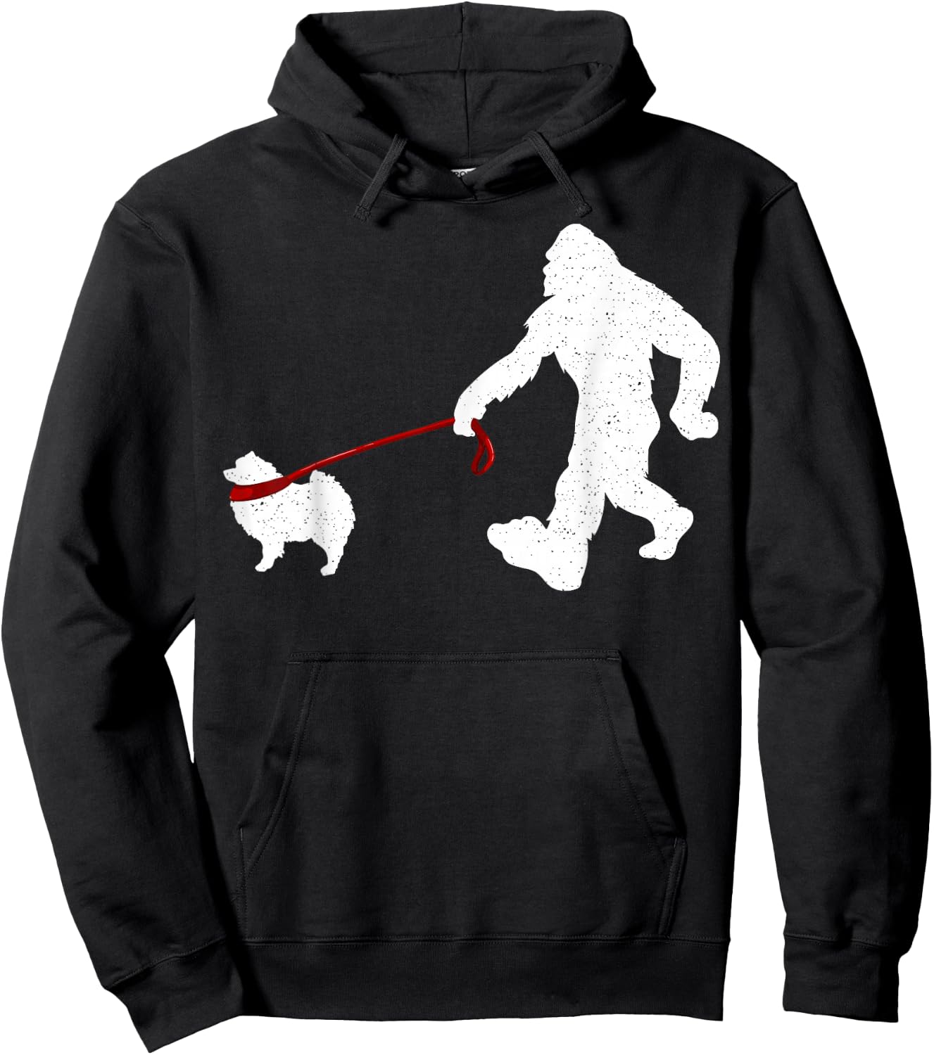 Funny Bigfoot Walking With Keeshond Dog Gifts Hoodie - Hoodie | Black