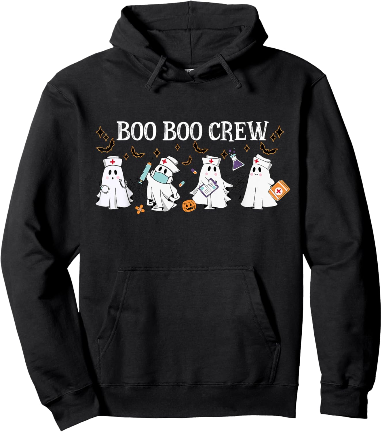 Boo Boo Crew Ghost Nurse Funny Nurse Cute Ghost Halloween Hoodie - Hoodie | Black
