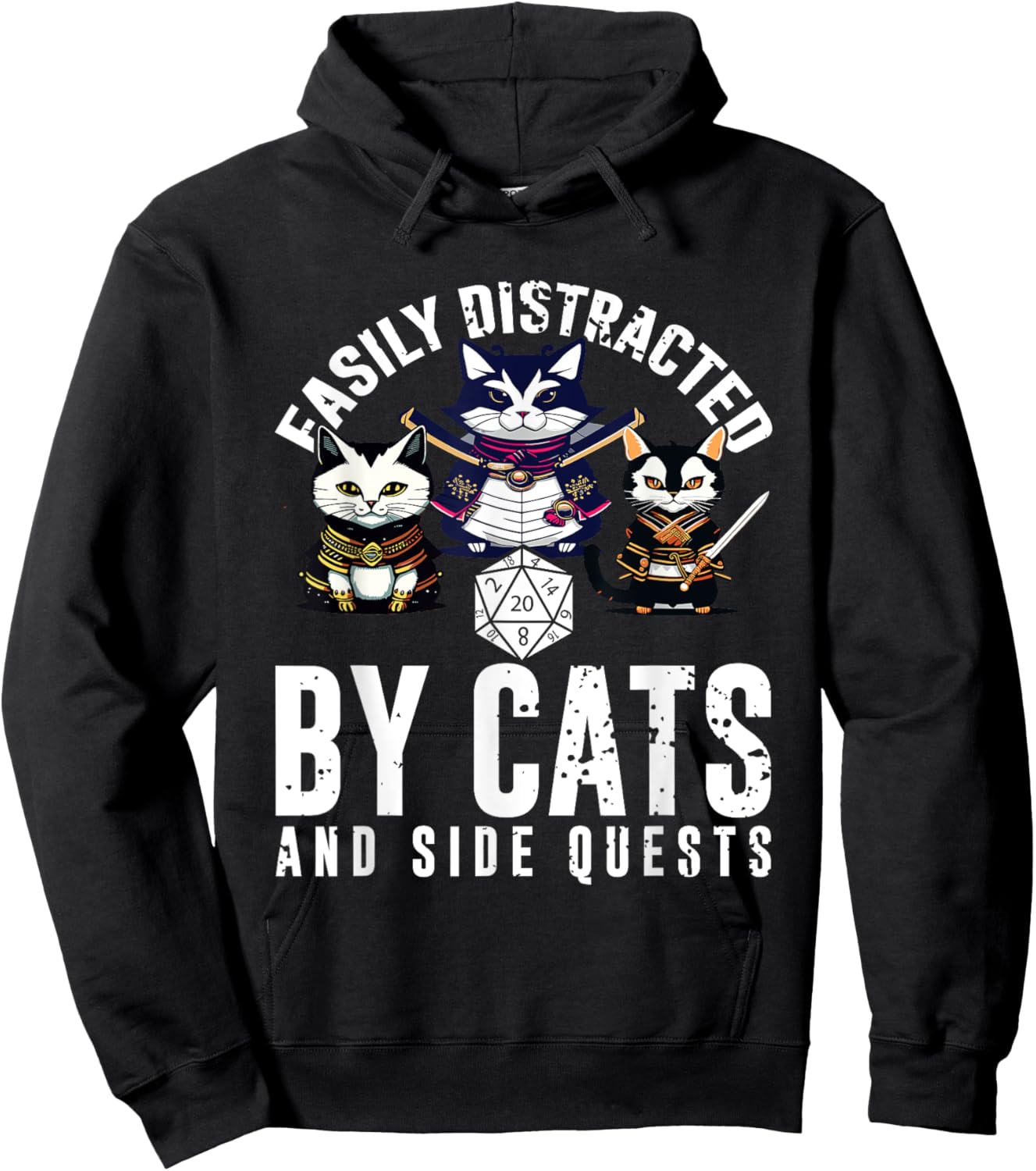 Cats Side Quest Easily Distracted Side Quests Gaming Dice Hoodie - Hoodie | Black
