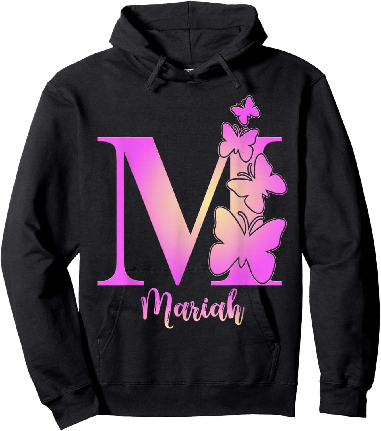 Mariah, cute personalized butterfly custom kids girls name Hoodie - Hoodie | Black