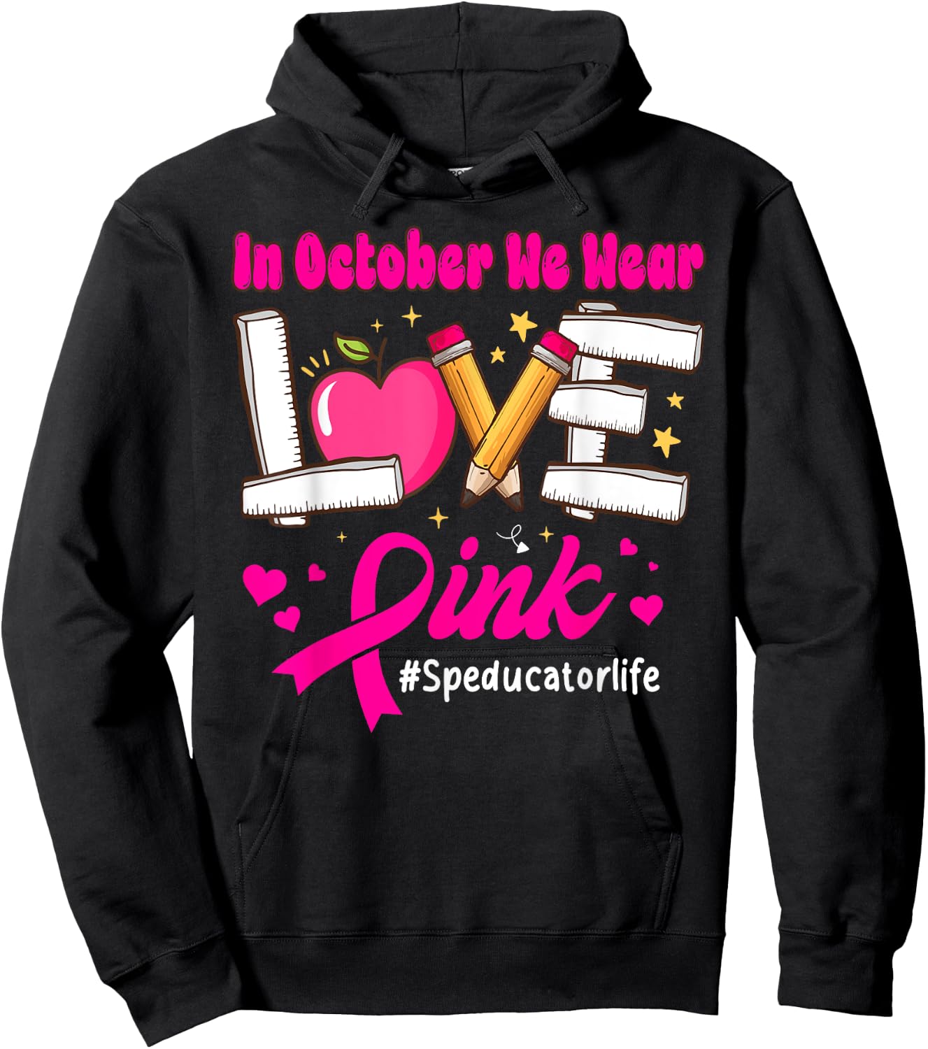 We Wear Pink for Breast Cancer Special Education Teacher Hoodie - Hoodie | Black
