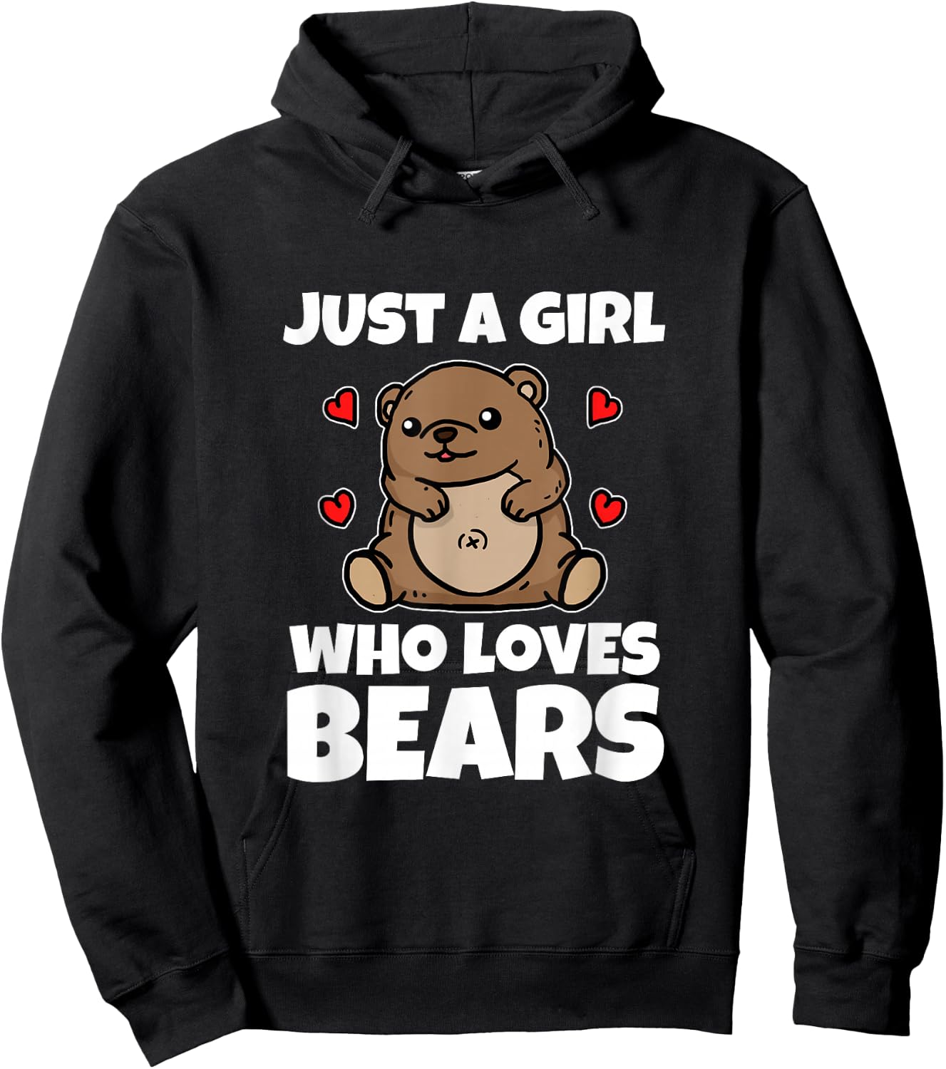 Just A Girl Who Loves Bears Cute Brown Bear Costume Hoodie - Hoodie | Black