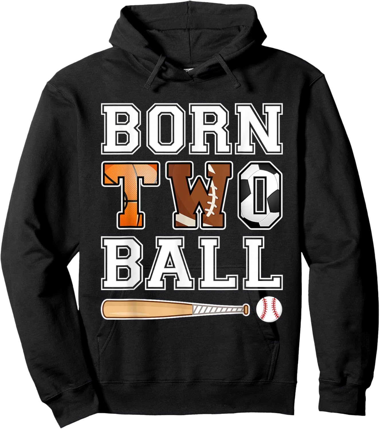 Born 2nd Ball Birthday Sport Theme 2 Year Old Boy Girl Kids Hoodie - Hoodie | Black