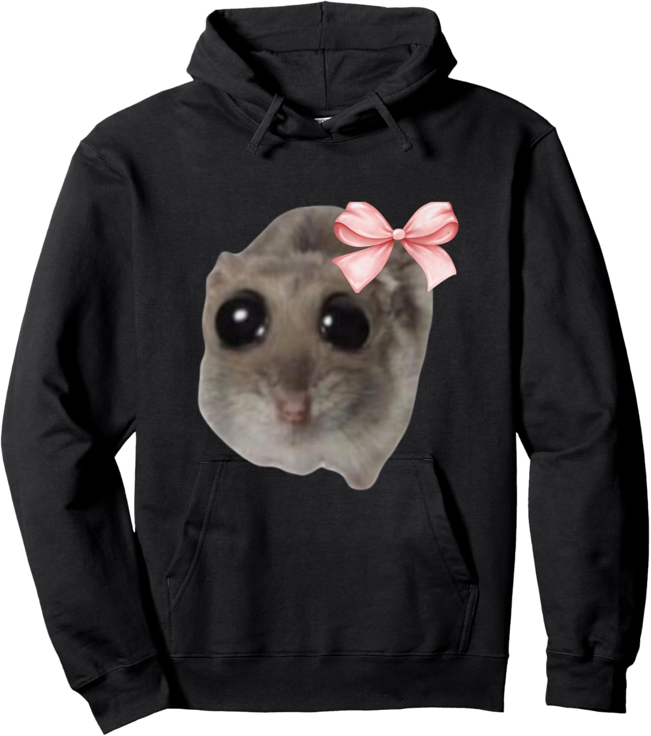 Sad Hamster Meme with Bow Hoodie - Hoodie | Black