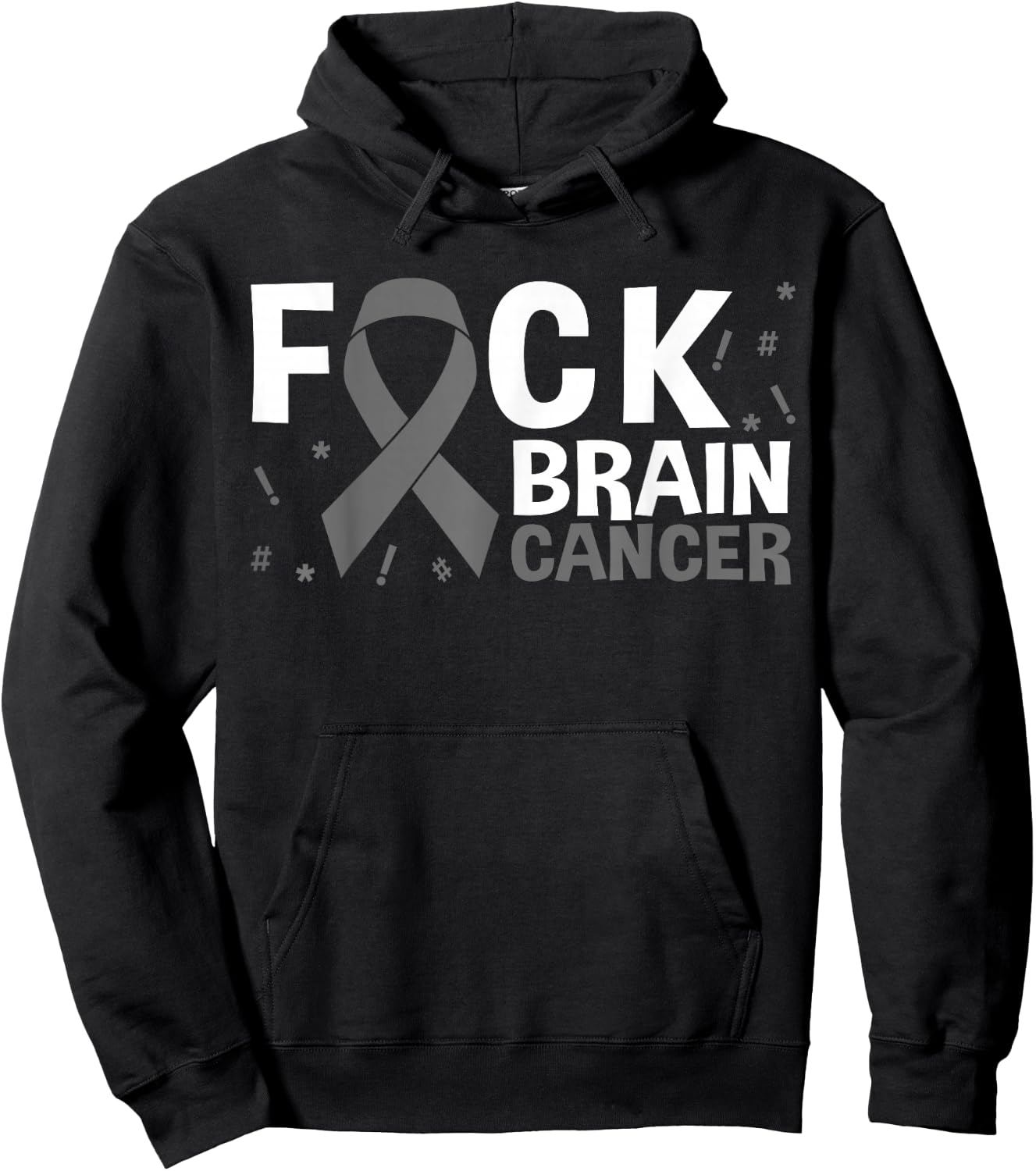 Fuck Brain Cancer Brain Tumor Gray Ribbon Hoodie - Hoodie | Black