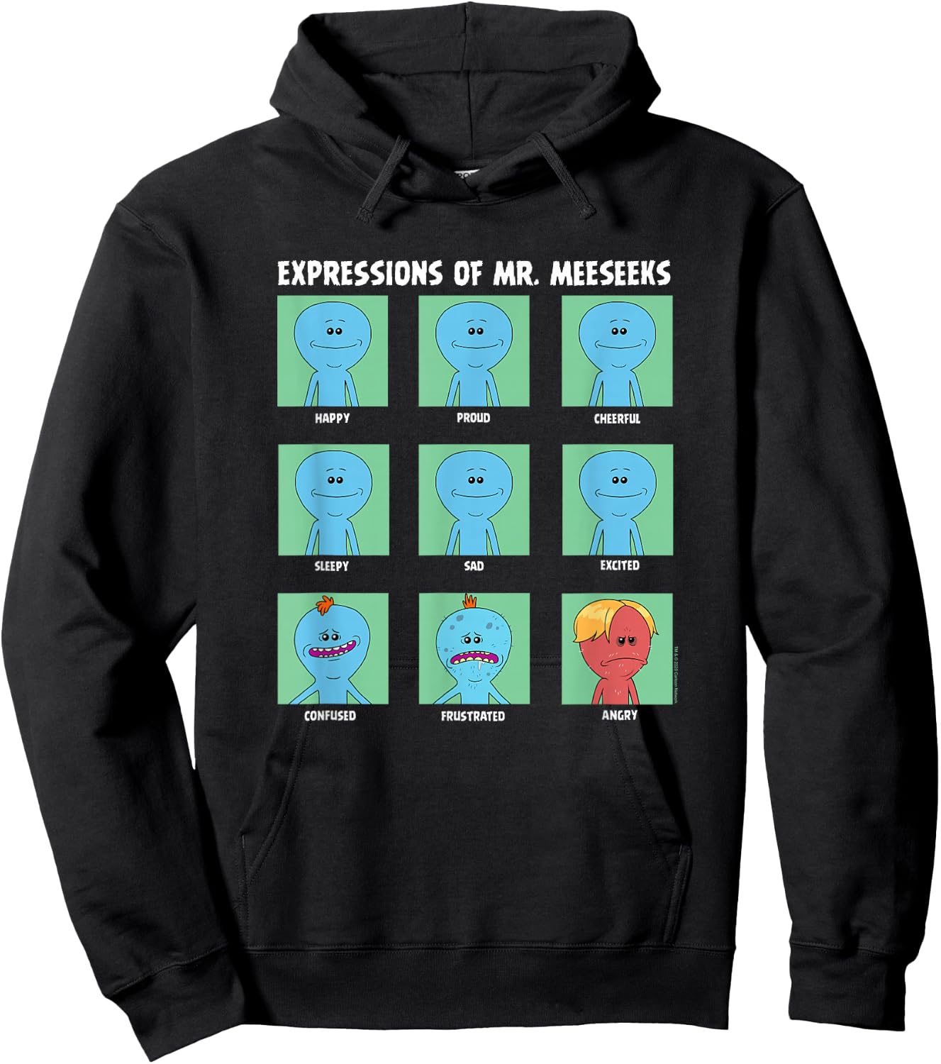 Rick and Morty Expressions of Mr. Meeseeks Small Hoodie - Hoodie | Black