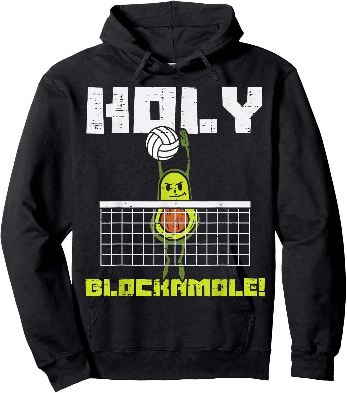 Holy Blockamole Avocado Volleyball Player Blocker Men Women Hoodie - Hoodie | Black