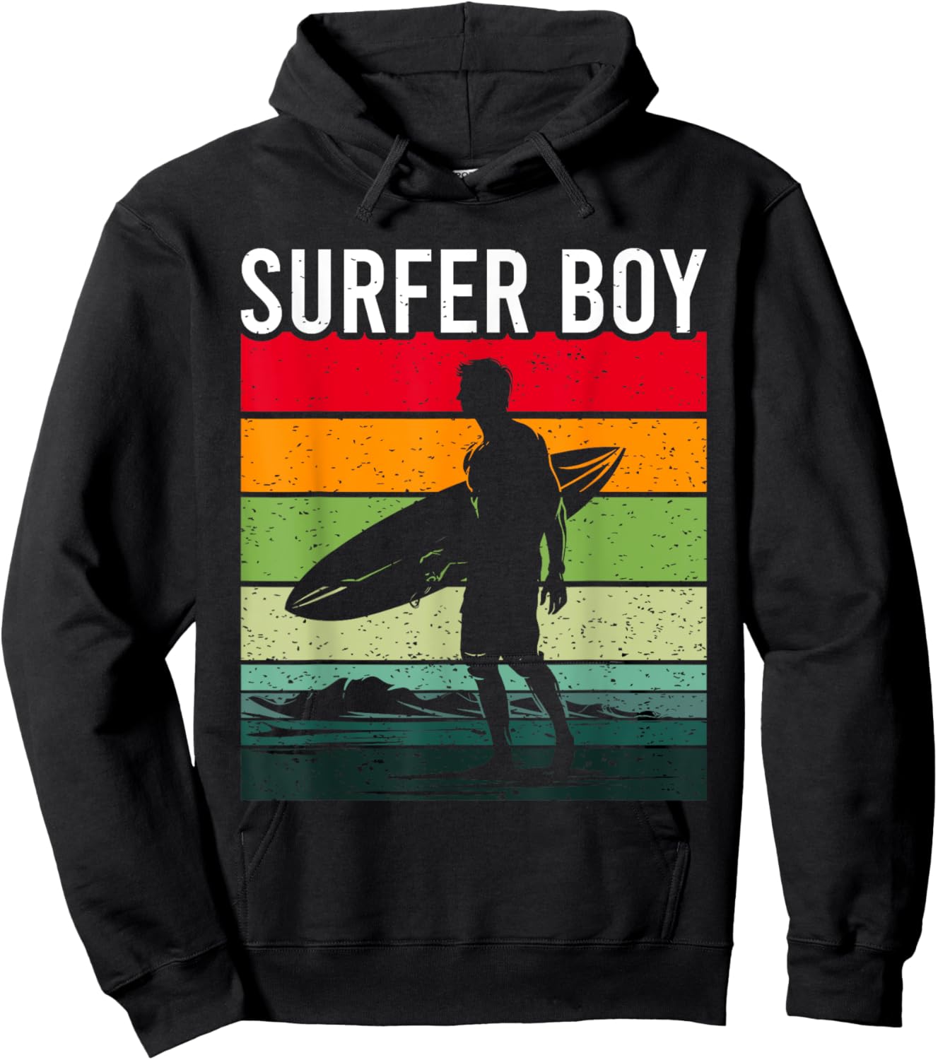 Surfer Boy Surf Illustration / Surf Boy Throwback Hoodie - Hoodie | Black