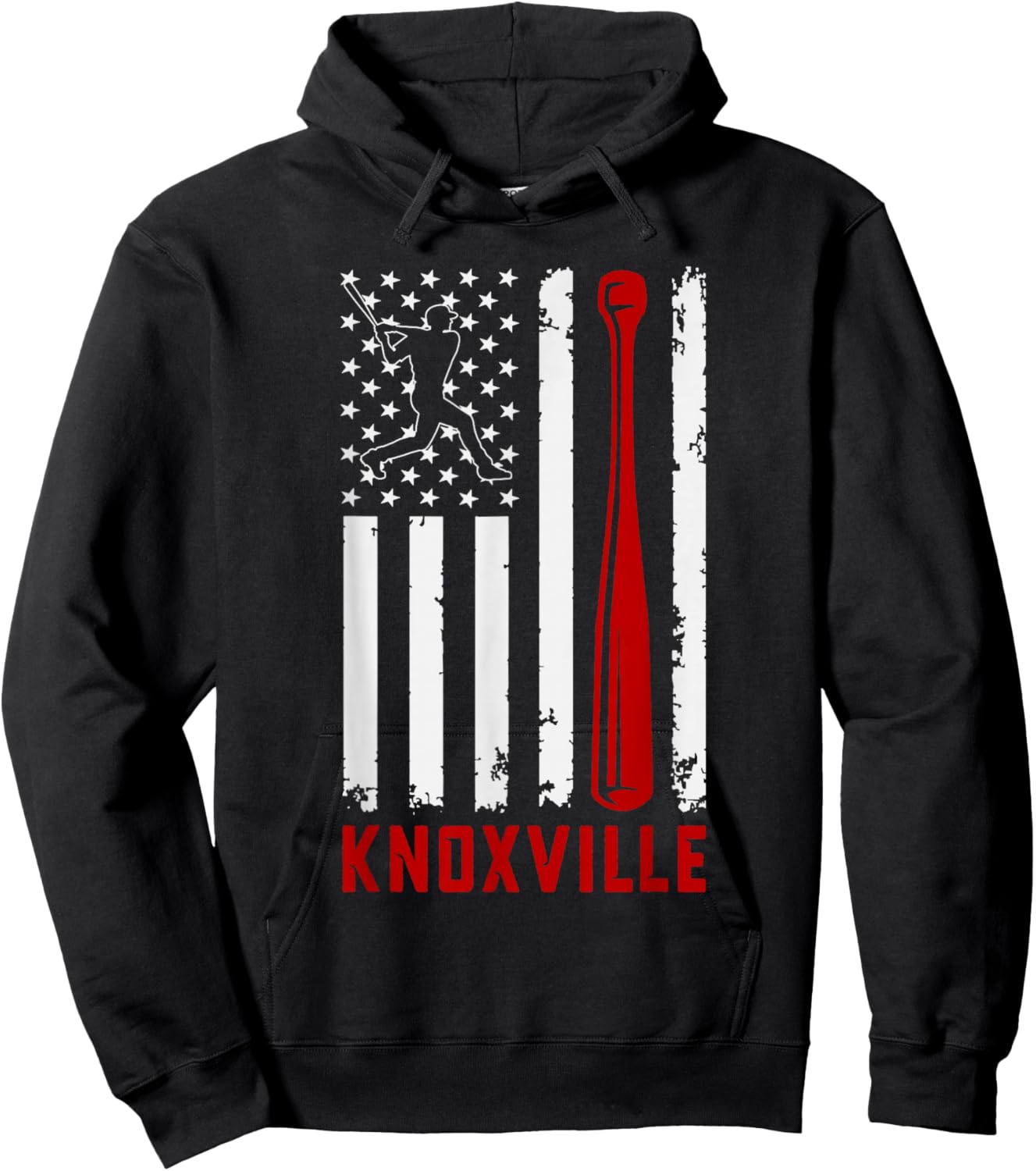 Knoxville American Flag Baseball Lover USA Knoxville Hoodie - Hoodie | Black