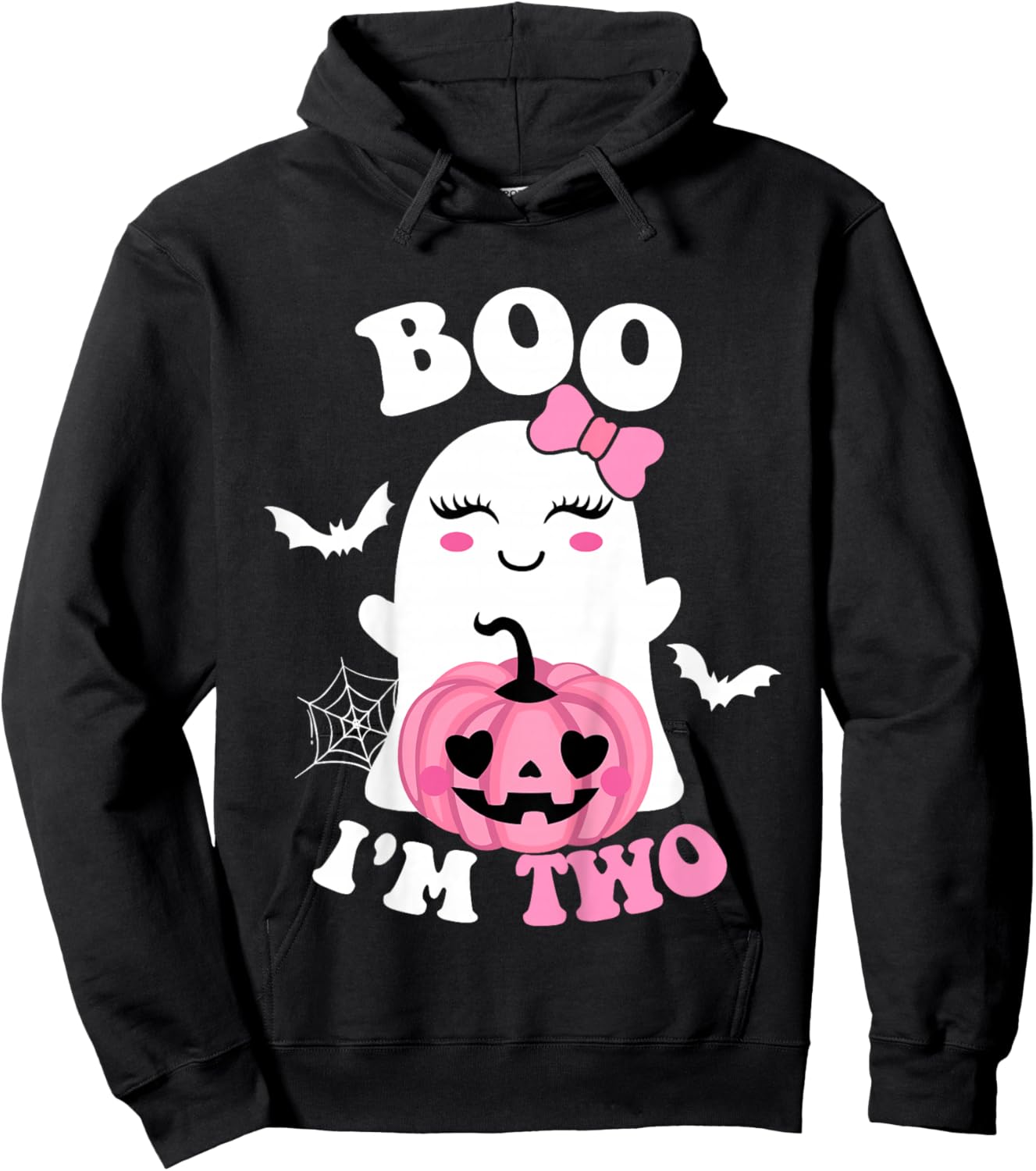 Kids Kids Ghost Boo I'm Two Yr 2nd Birthday Kids Halloween Groovy Hoodie - Hoodie | Black