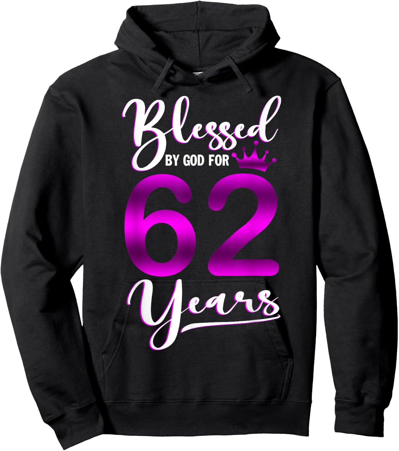 Vintage Blessed by God For 62 Years Old Happy 62nd Birthday Hoodie - Hoodie | Black