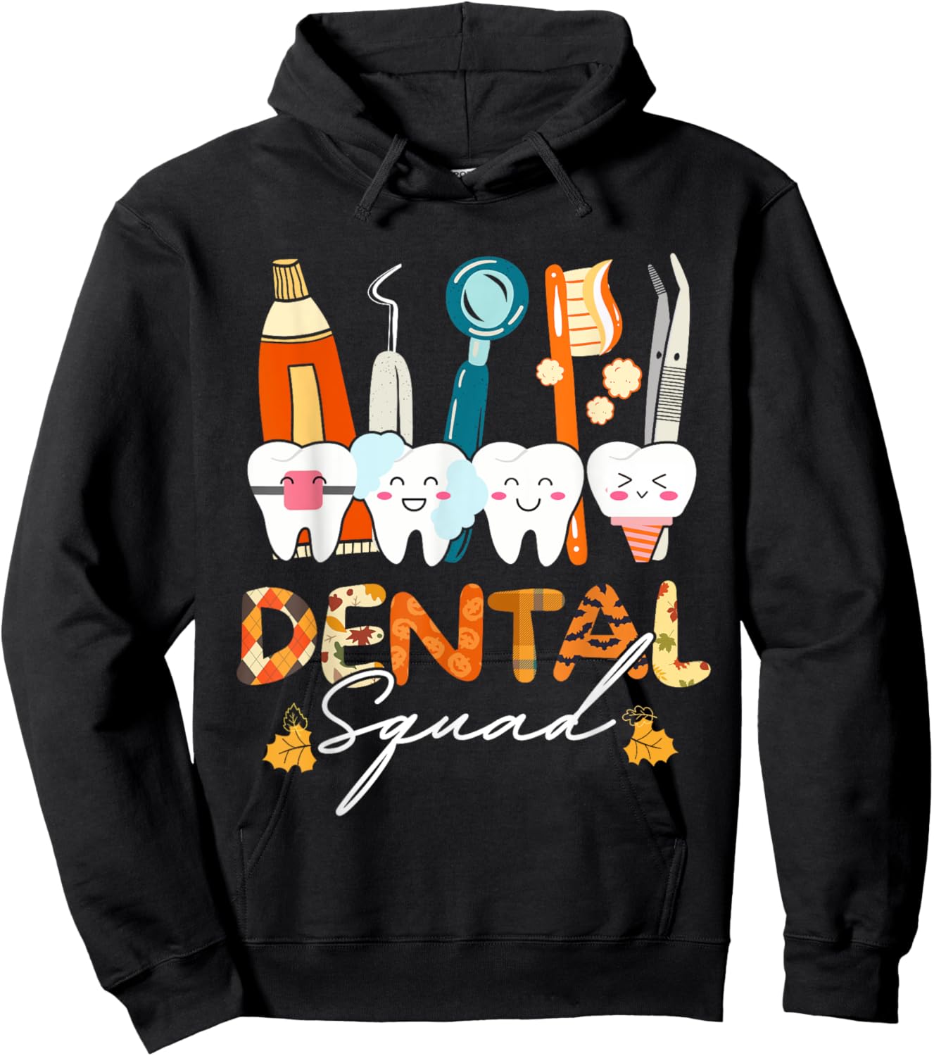Funny Thanksgiving Fall Autumn Dental Squad Assistant Women Hoodie - Hoodie | Black