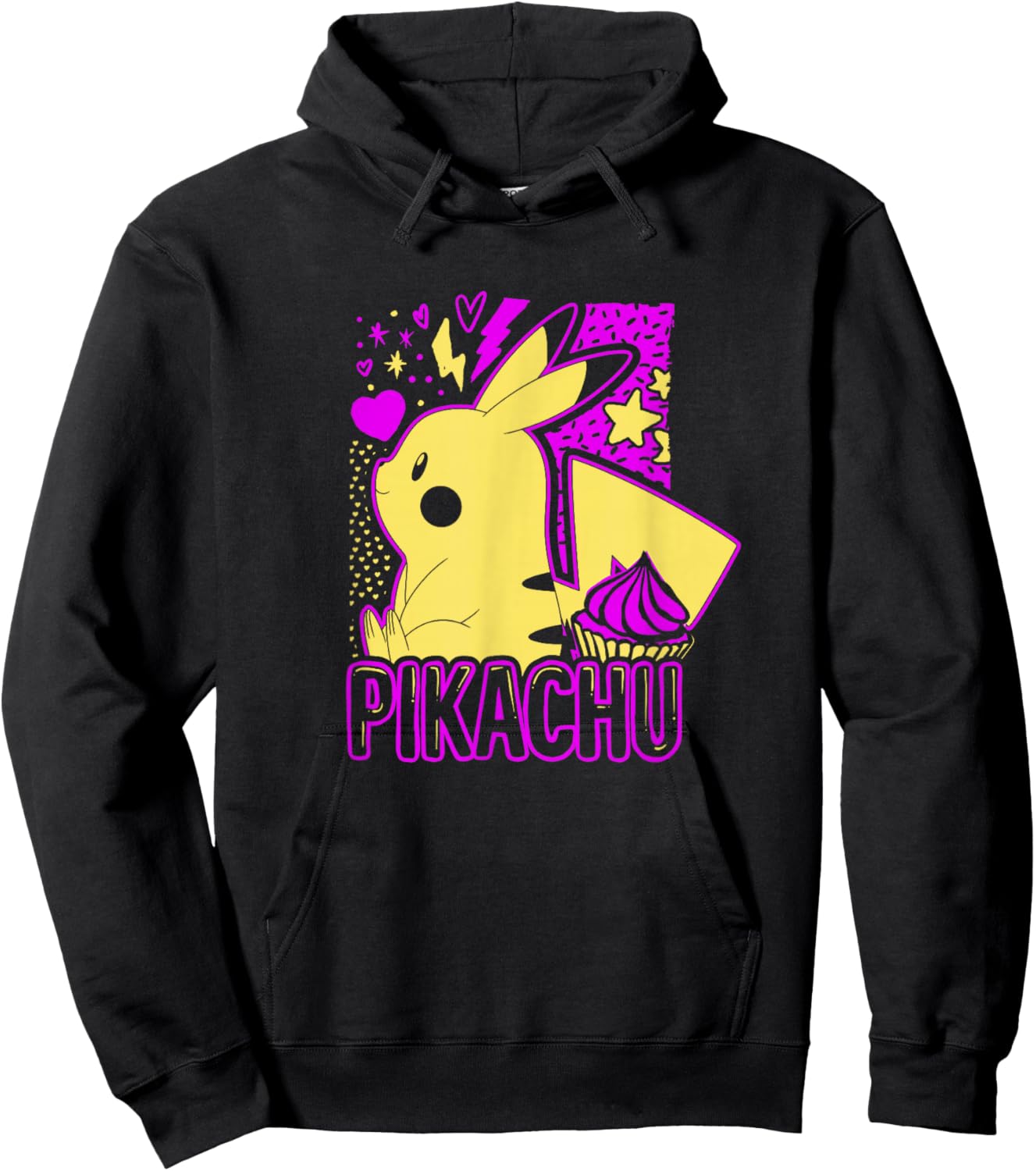 Pokémon Pikachu Cute Neon 025 Lightning Pocket Monster Hoodie - Hoodie | Black