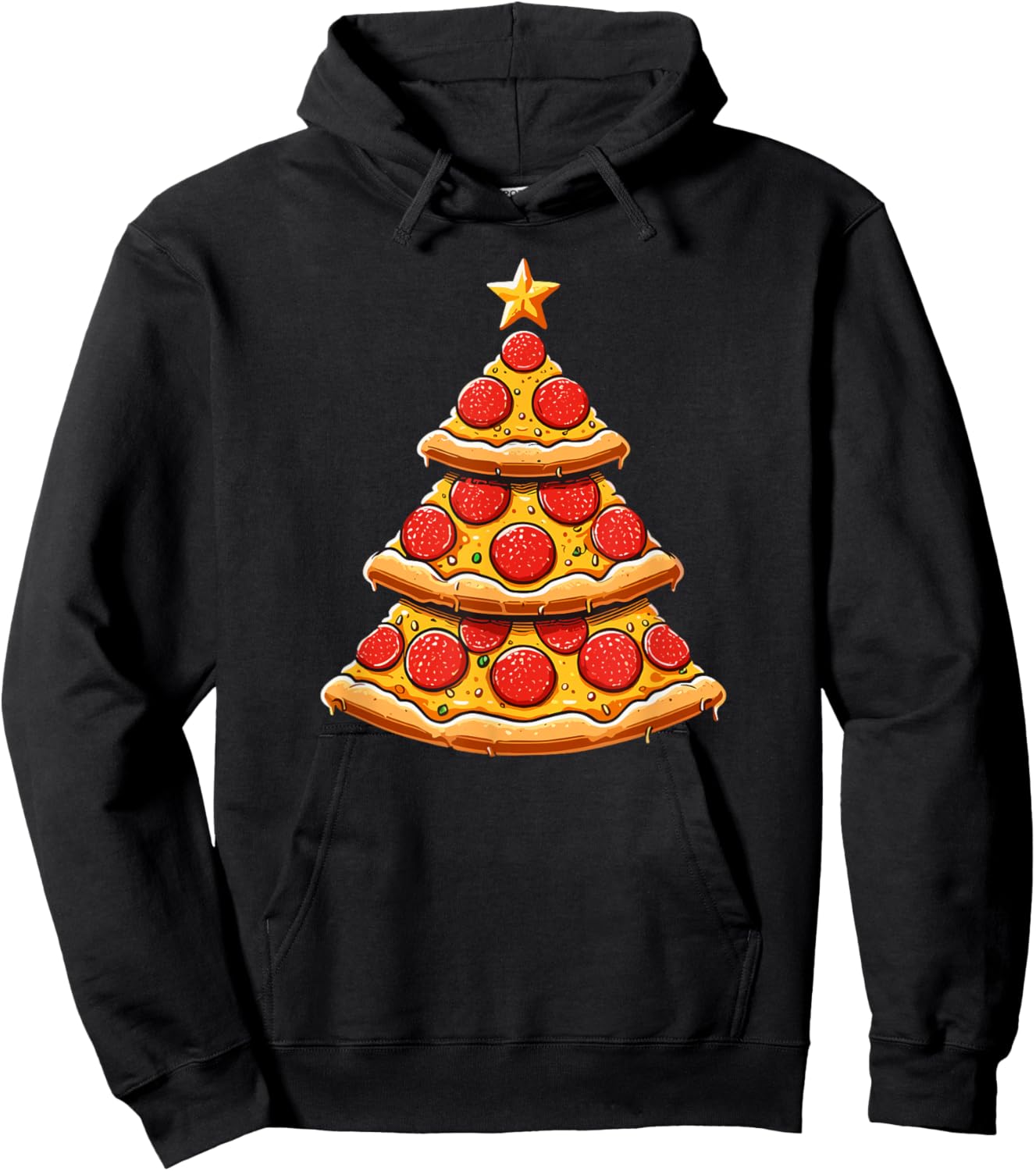 Christmas Tree Funny Pizza Hoodie - Hoodie | Black