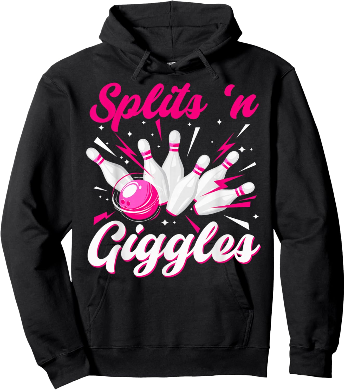 Funny Splits 'n Giggles Bowling Team Cute Bowler Women Girls Hoodie - Hoodie | Black