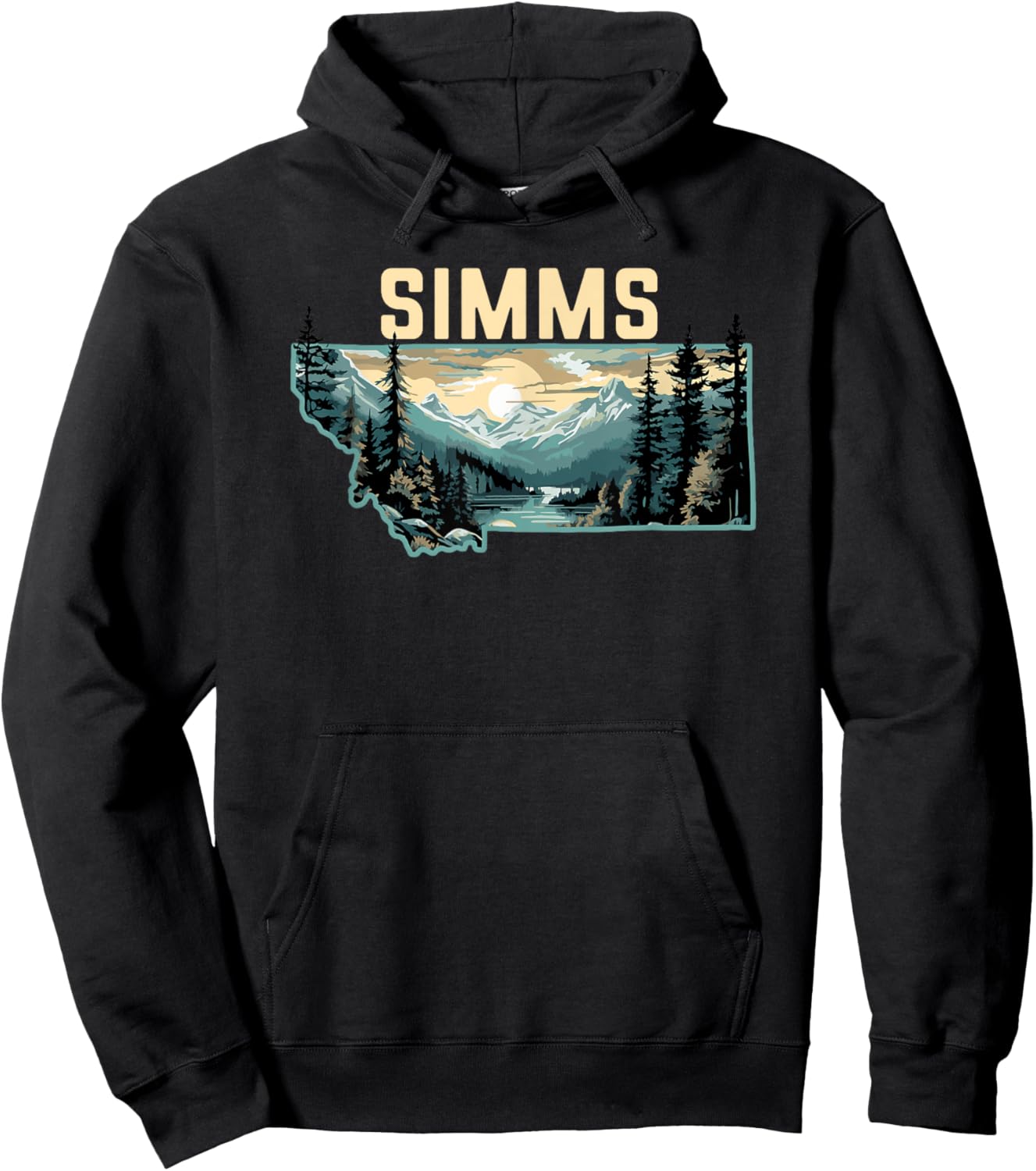 Simms Montana Outdoor Art Retro Hiking Hoodie - Hoodie | Black