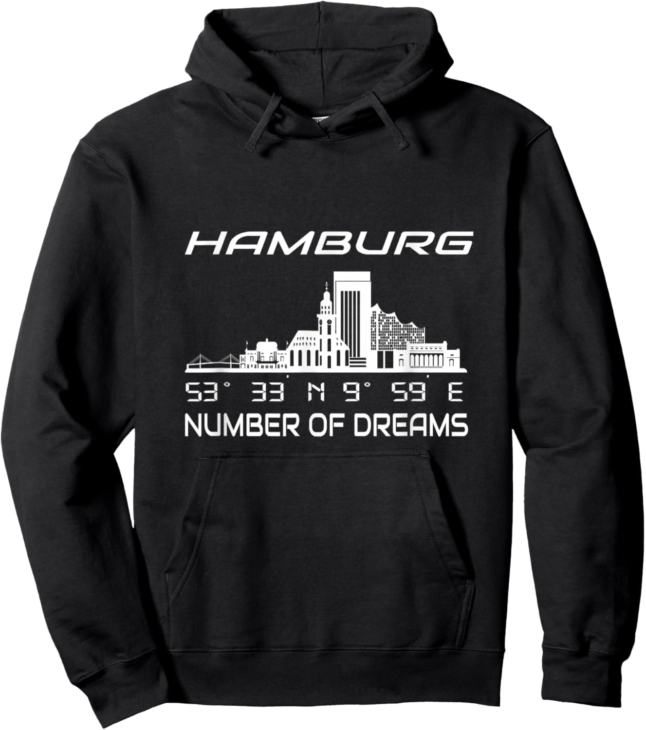 GPS Koordinaten Geographie Deutschland Heimat Stadt Hamburg Hoodie - Hoodie | Black