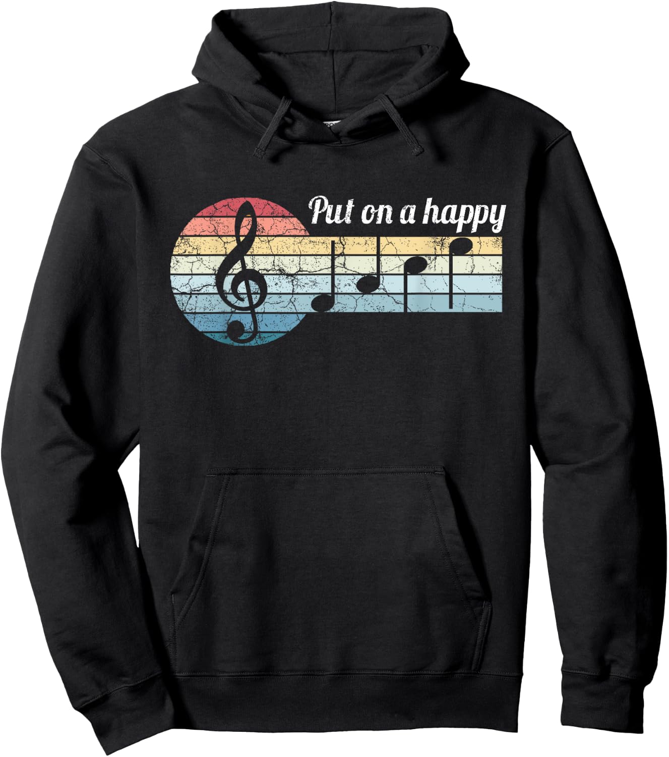 Put On A Happy FACE Music Notes Musician Funny Teacher Gift Women Girls Kids Hoodie - Hoodie | Black
